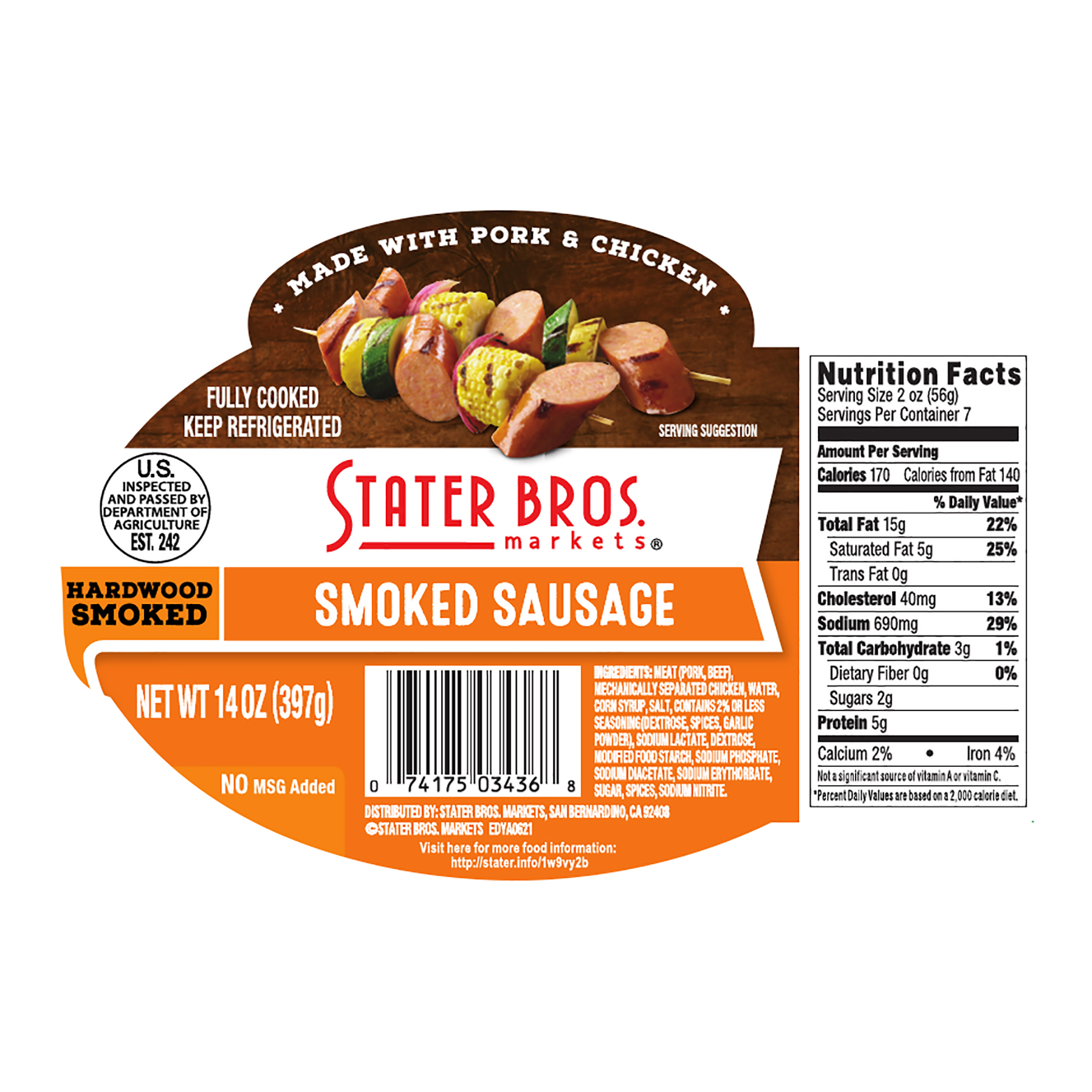 Stater Bros. Markets Smoked Sausage 14 oz