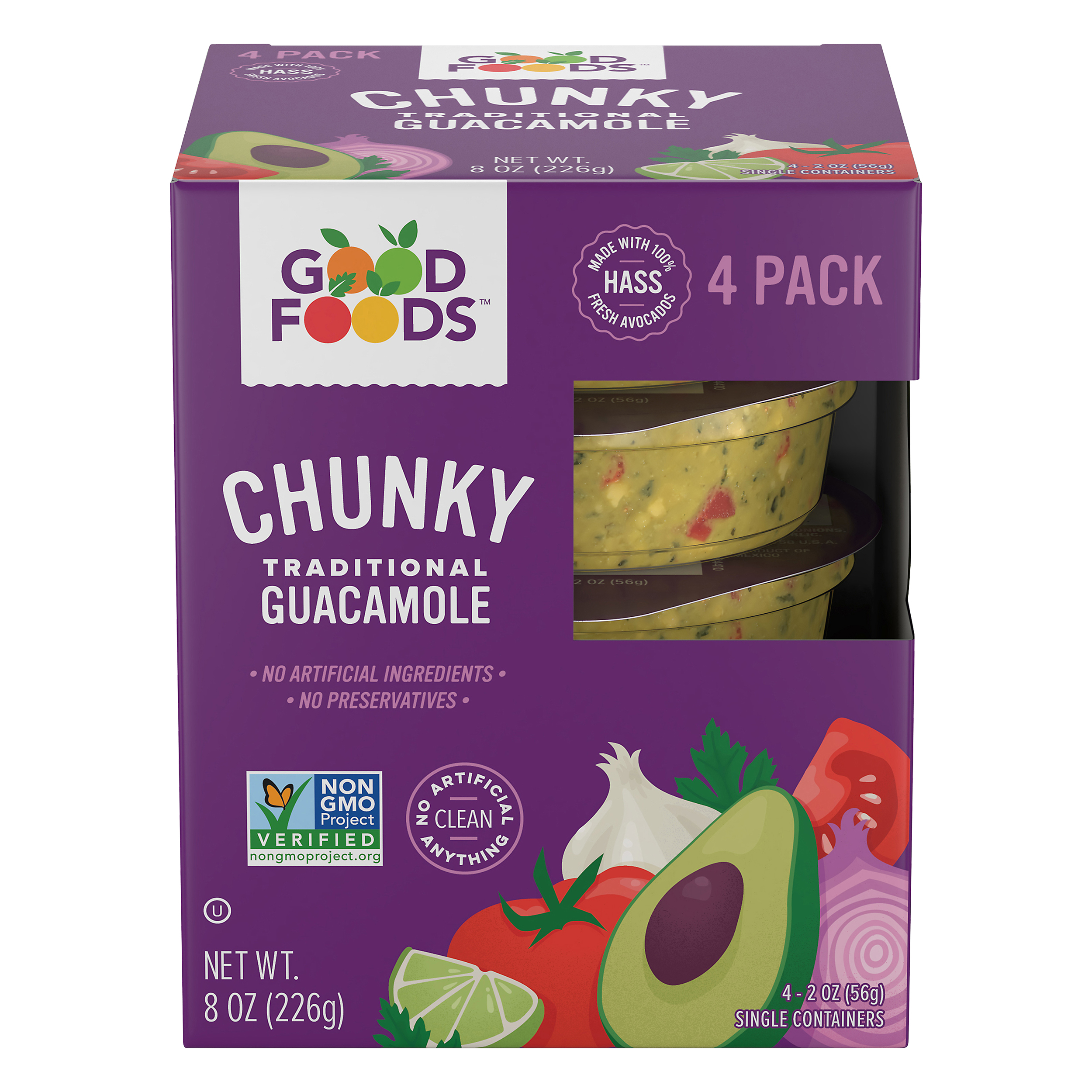 Good Foods™ Traditional Chunky Guacamole 4 ct Box
