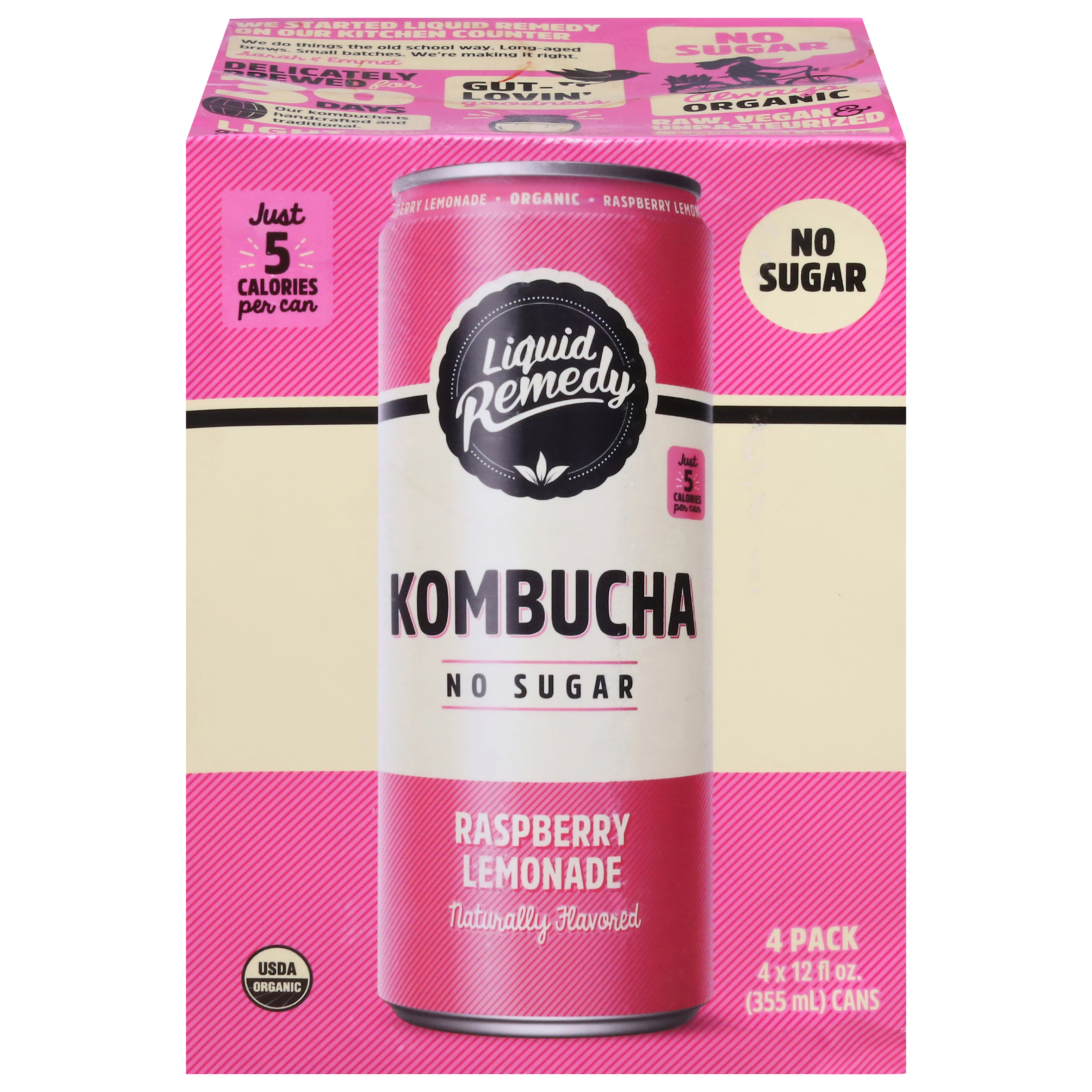 Liquid Remedy No Sugar Raspberry Lemonade Kombucha