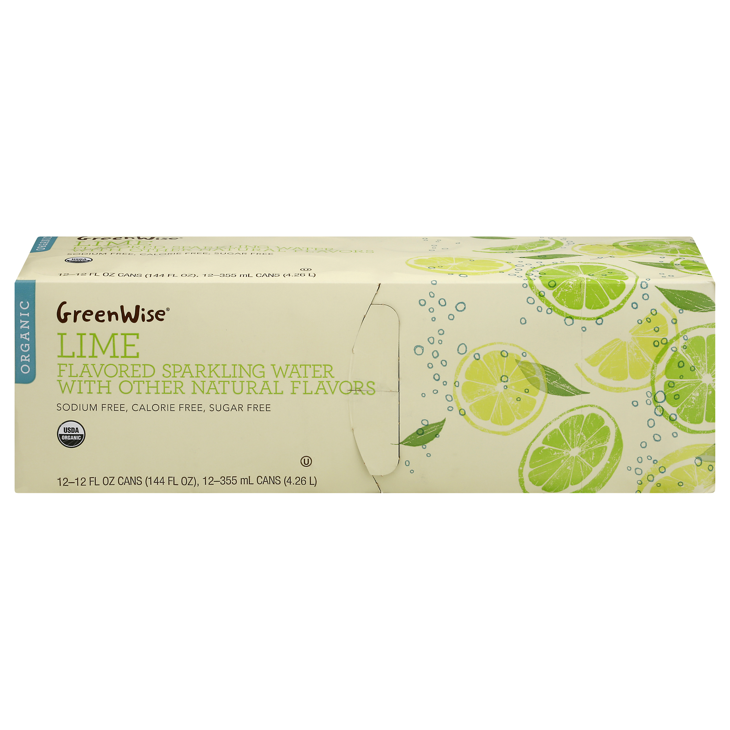GreenWise Organic Lime Sparkling Water 12 ea CASE