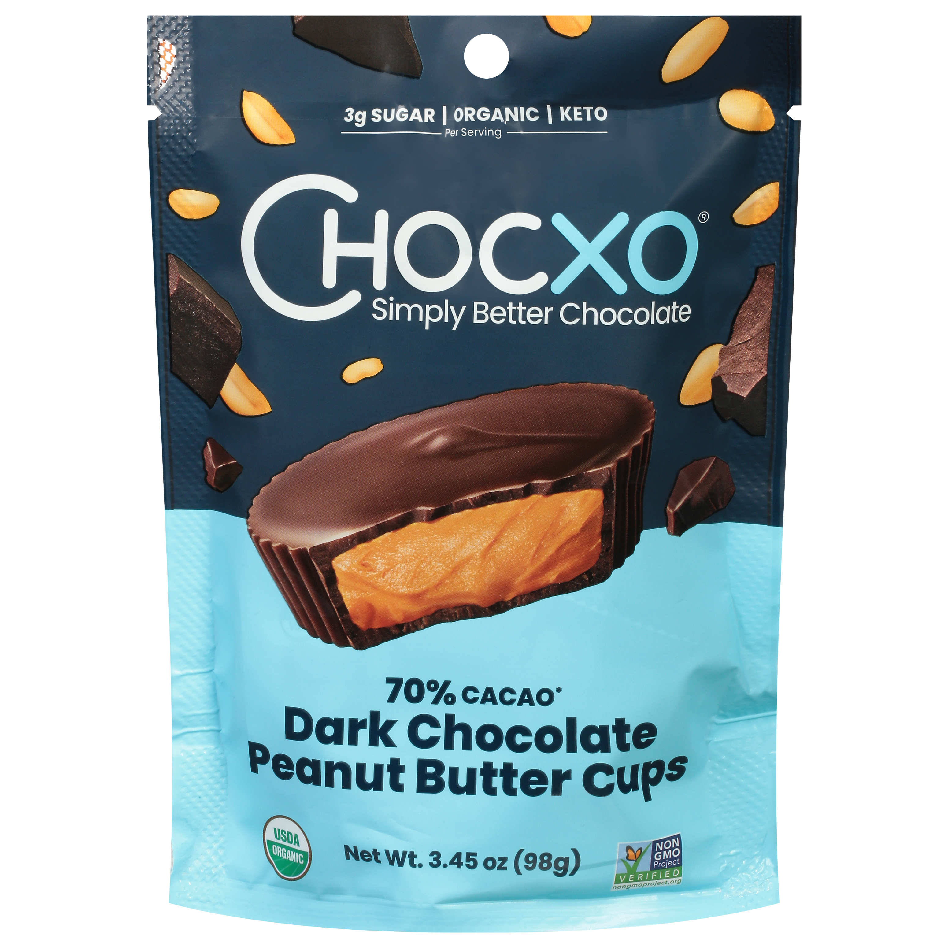 ChocXo 70% Cacao Dark Chocolate Peanut Butter Cups