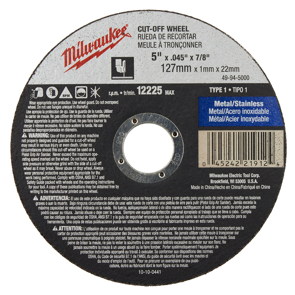 Milwaukee grinding and cutting wheels are manufactured to the highest quality using premium materials. Milwaukee has a comprehensive offering providing products for general purpose to specialized high performance applications to satisfy all end user needs.