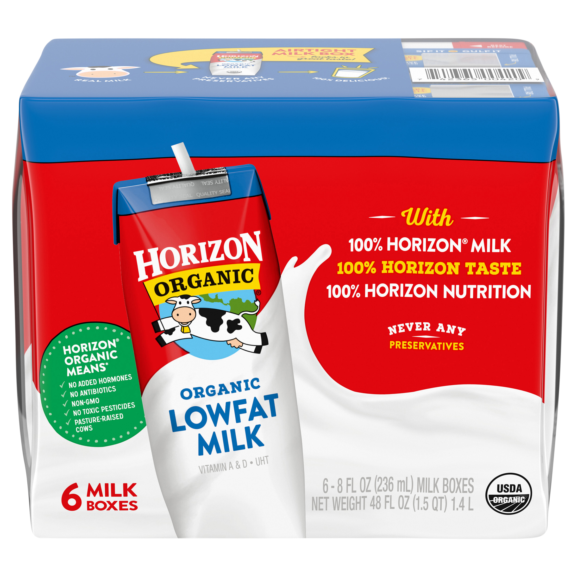 Horizon Organic Shelf-Stable 1% Low Fat Milk Boxes, 8 oz.,