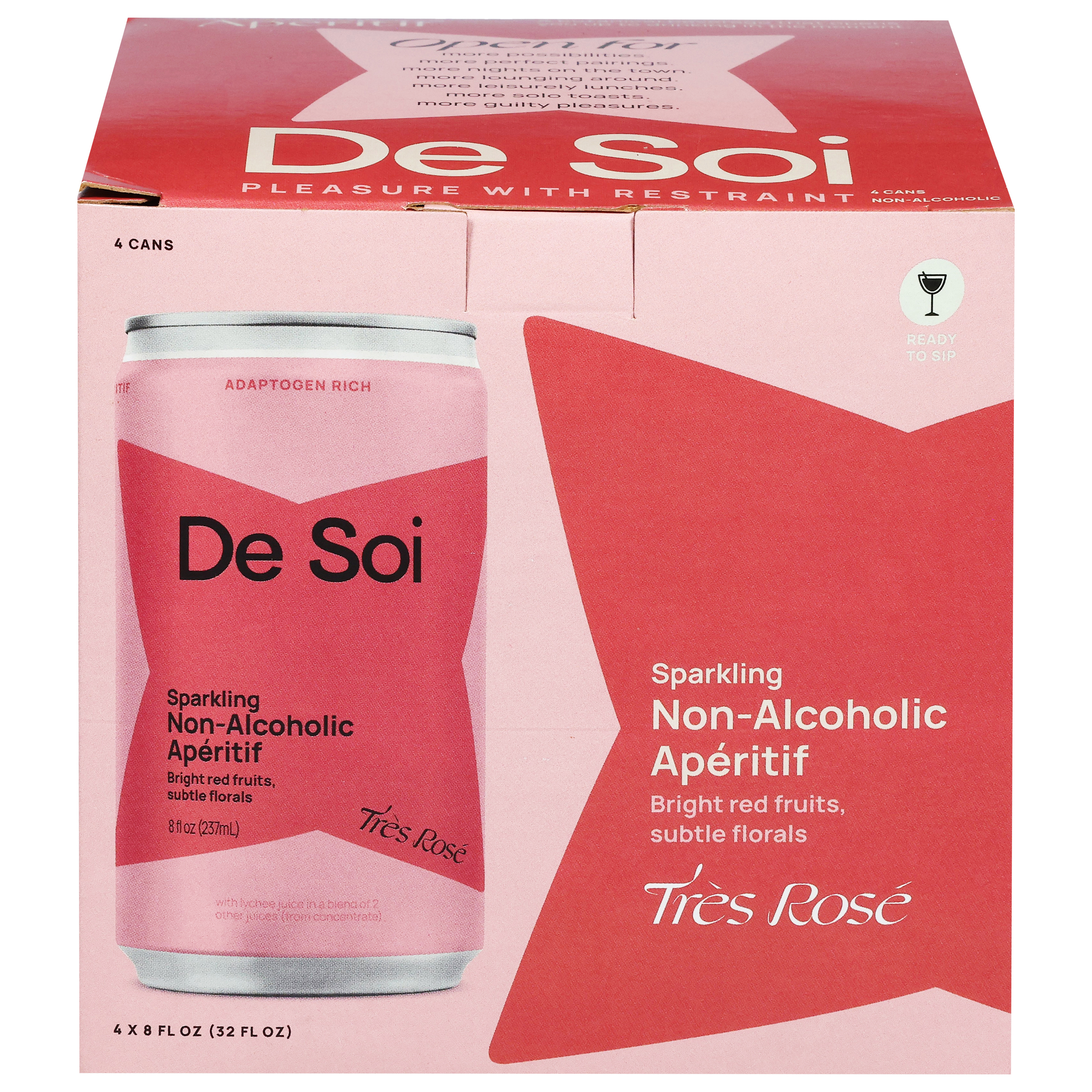 De Soi Sparkling Non-Alcoholic Tres Rose Aperitif