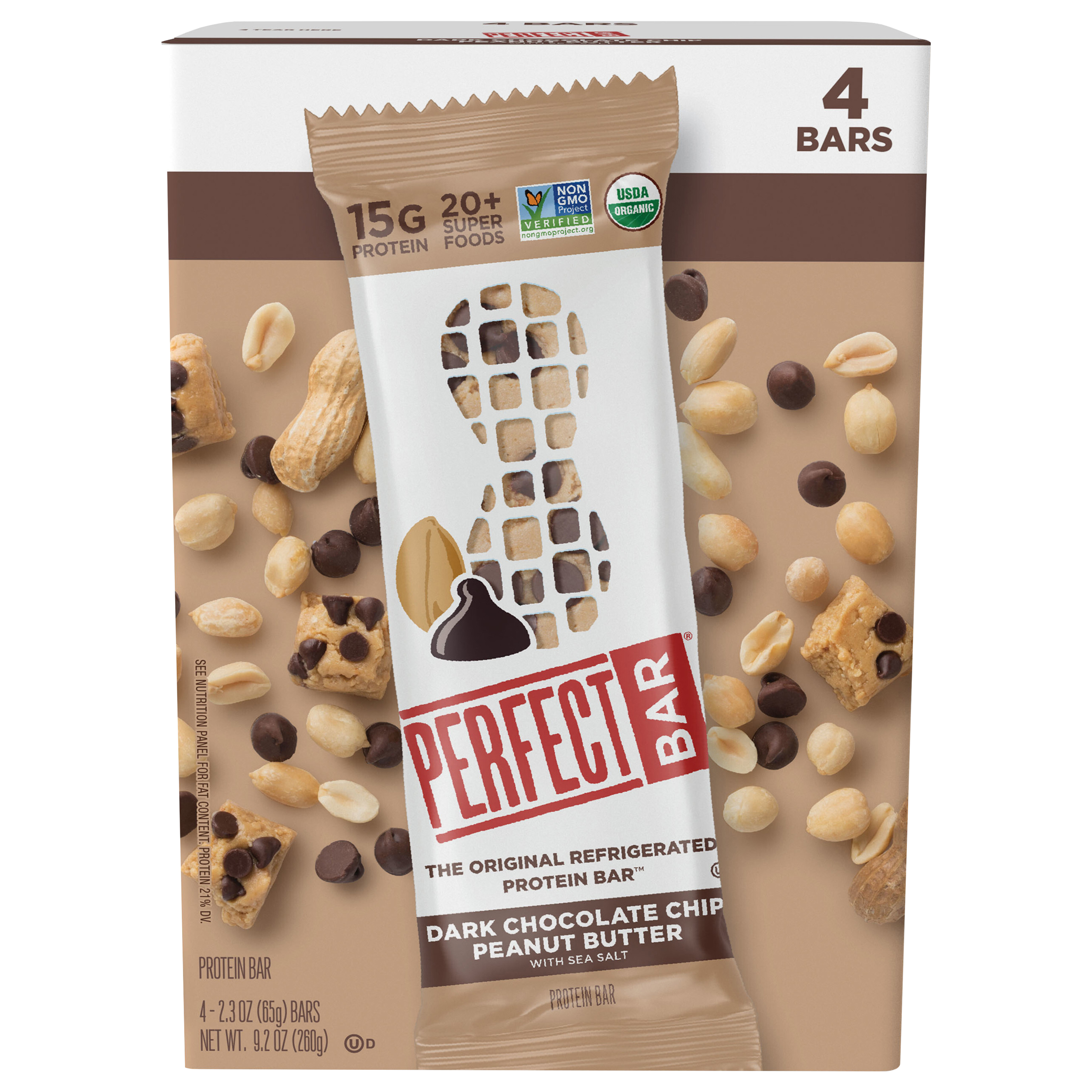 Perfect Bar Gluten-Free Dark Chocolate Chip Peanut Butter Protein Bar, 4 count,