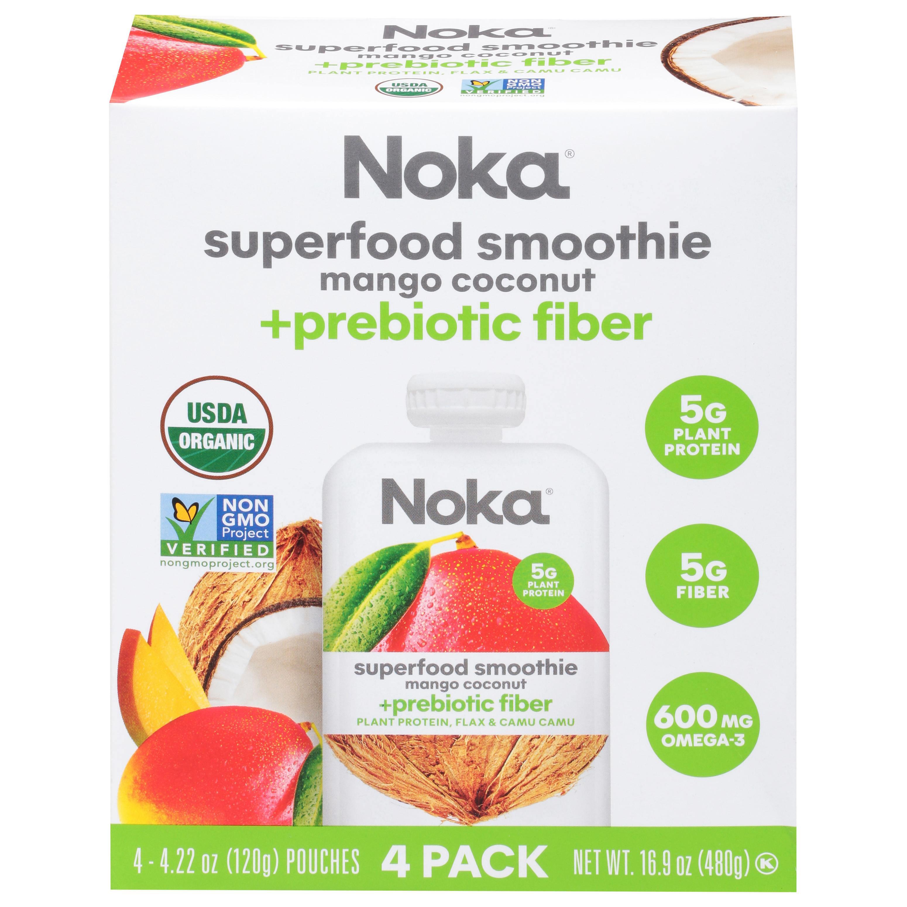 Noka Mango Coconut Superfood Smoothie 4 - 4.22 oz Packs