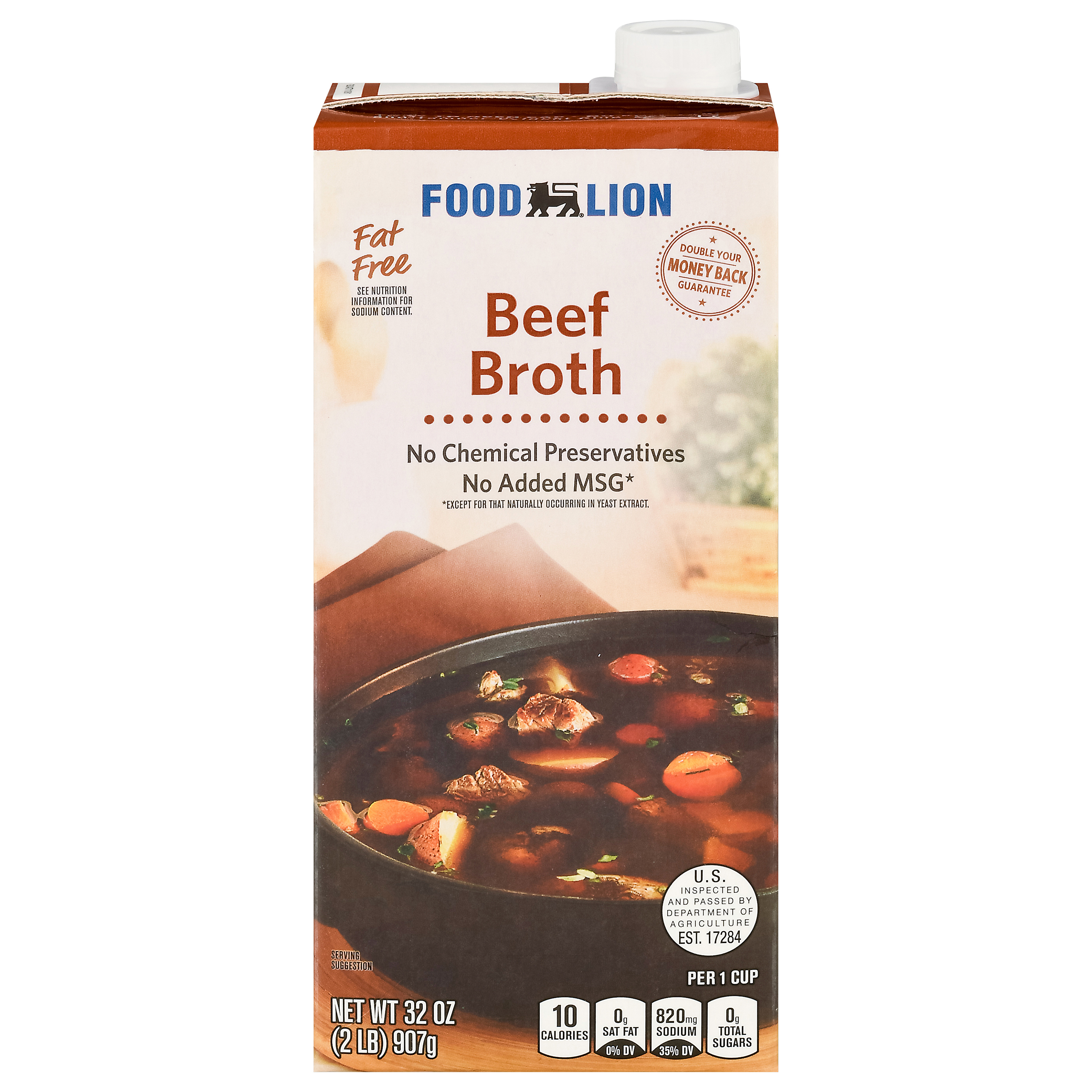 Food Lion Fat Free Beef Broth 32 oz