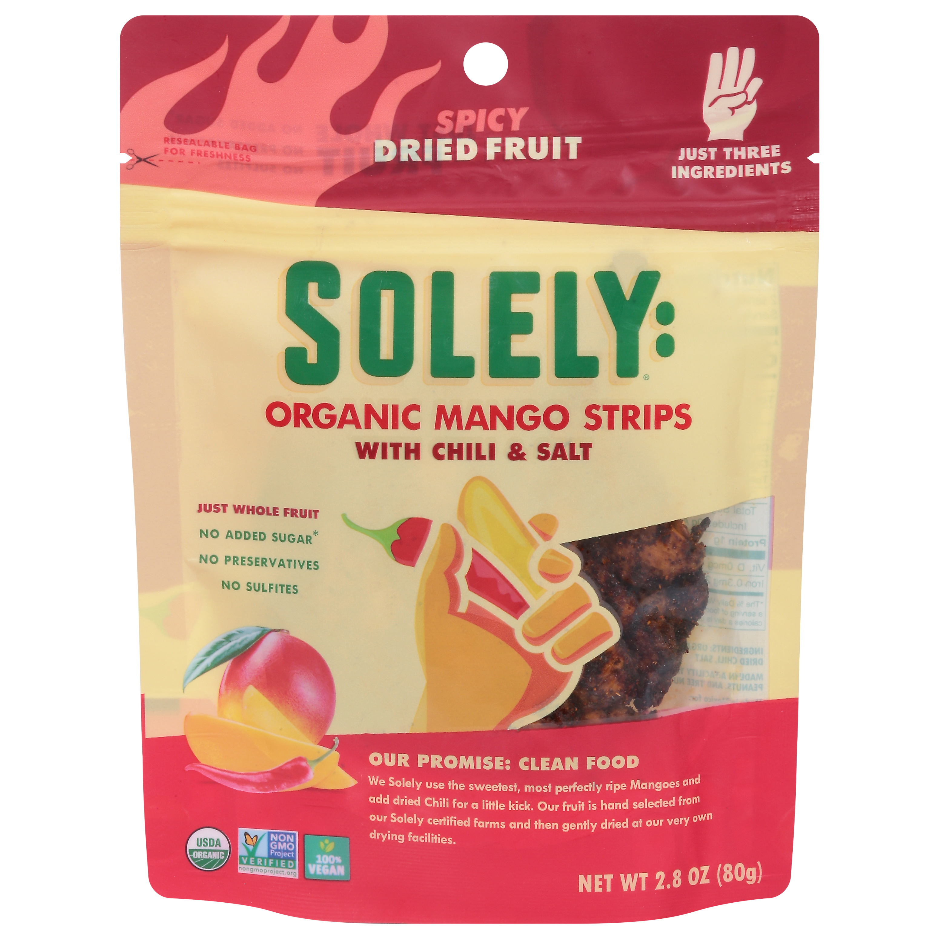 Solely Organic Spicy Mango Strips with Chili & Salt
