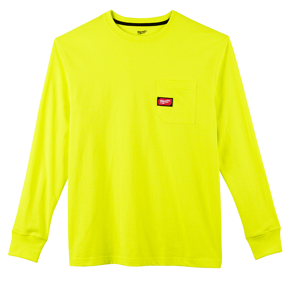 Heavy Duty Pocket T-Shirt - Long Sleeve - Hi Vis 2X