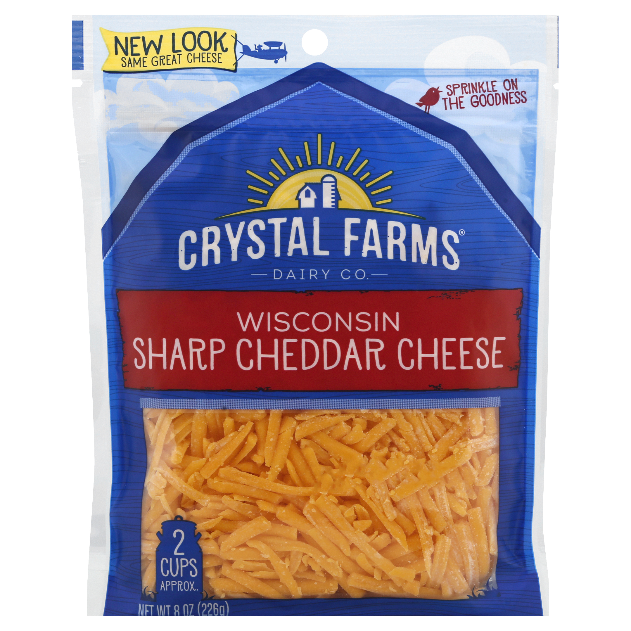 Crystal Farms Shredded Wisconsin Sharp Cheddar Cheese, 8 oz