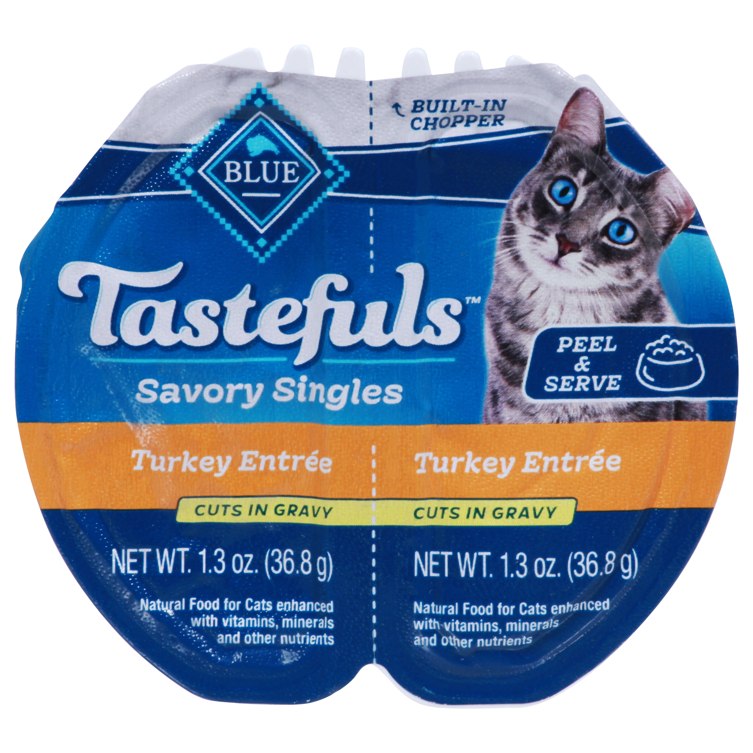 Blue Buffalo Tastefuls Savory Singles Cuts in Gravy Turkey Entree Food for Cats Cup/Tub/Bowl 2 ea