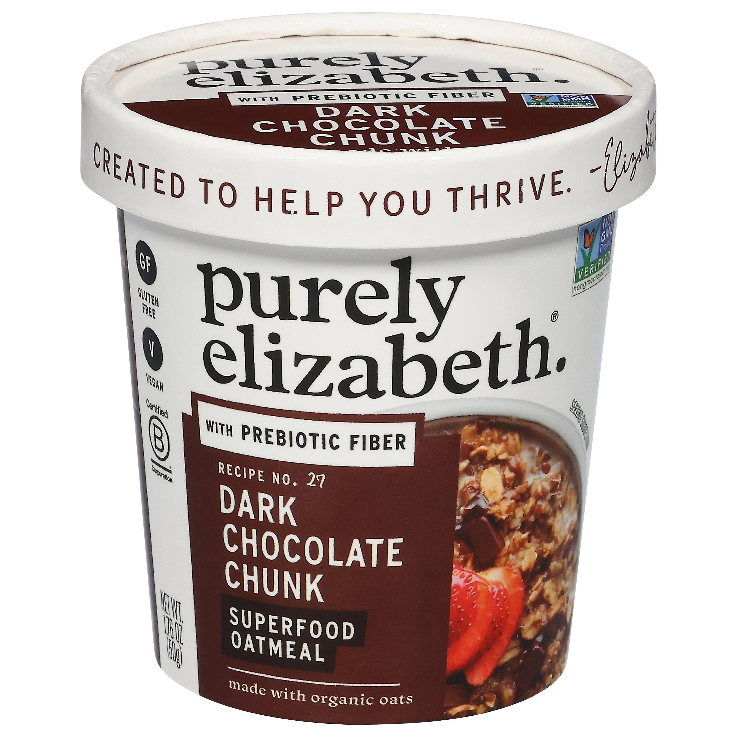 Purely Elizabeth Recipe No. 27 Dark Chocolate Chunk Superfood Oatmeal with Prebiotic Fiber