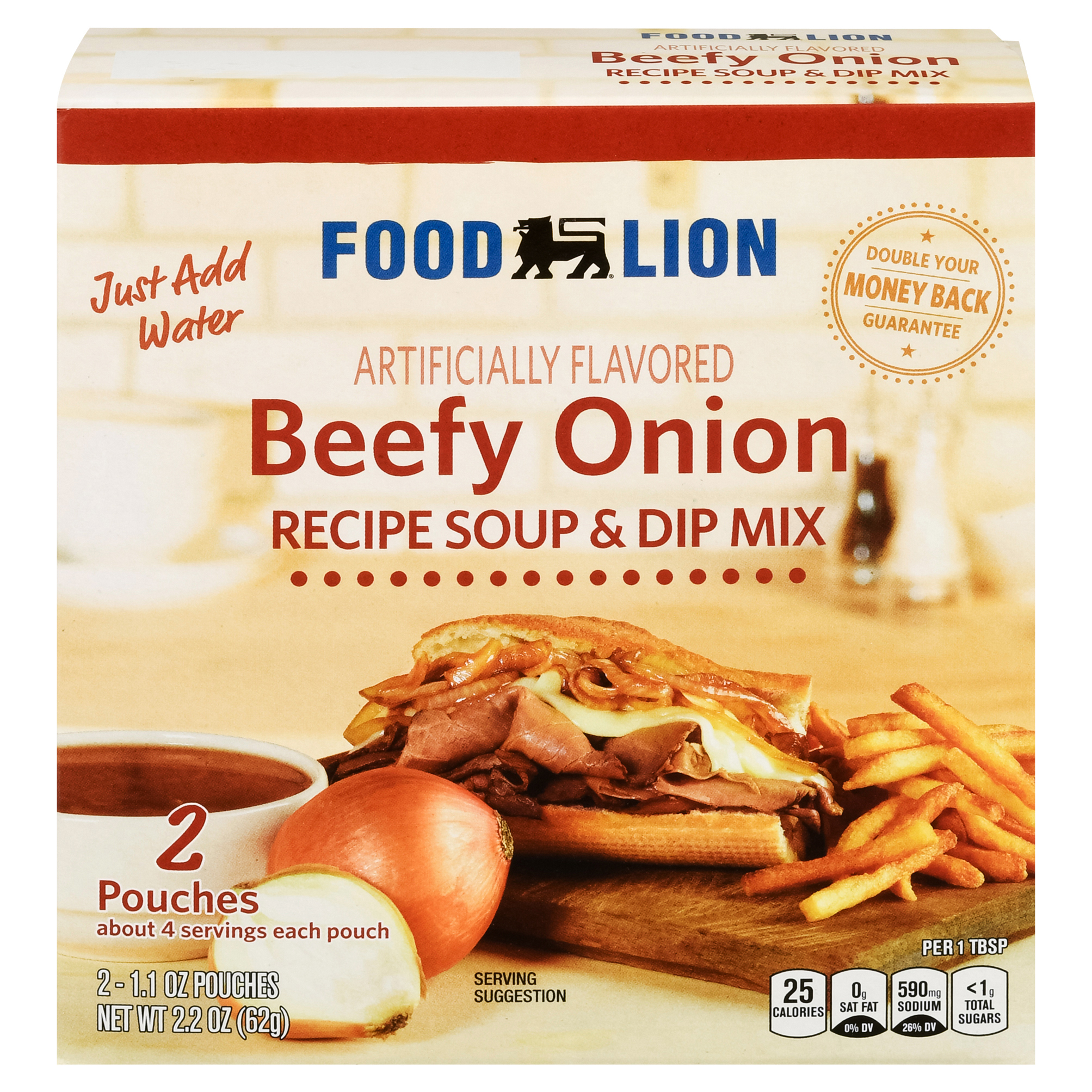 Food Lion Beefy Onion Recipe Soup & Dip Mix 2 1.1 oz Pouches