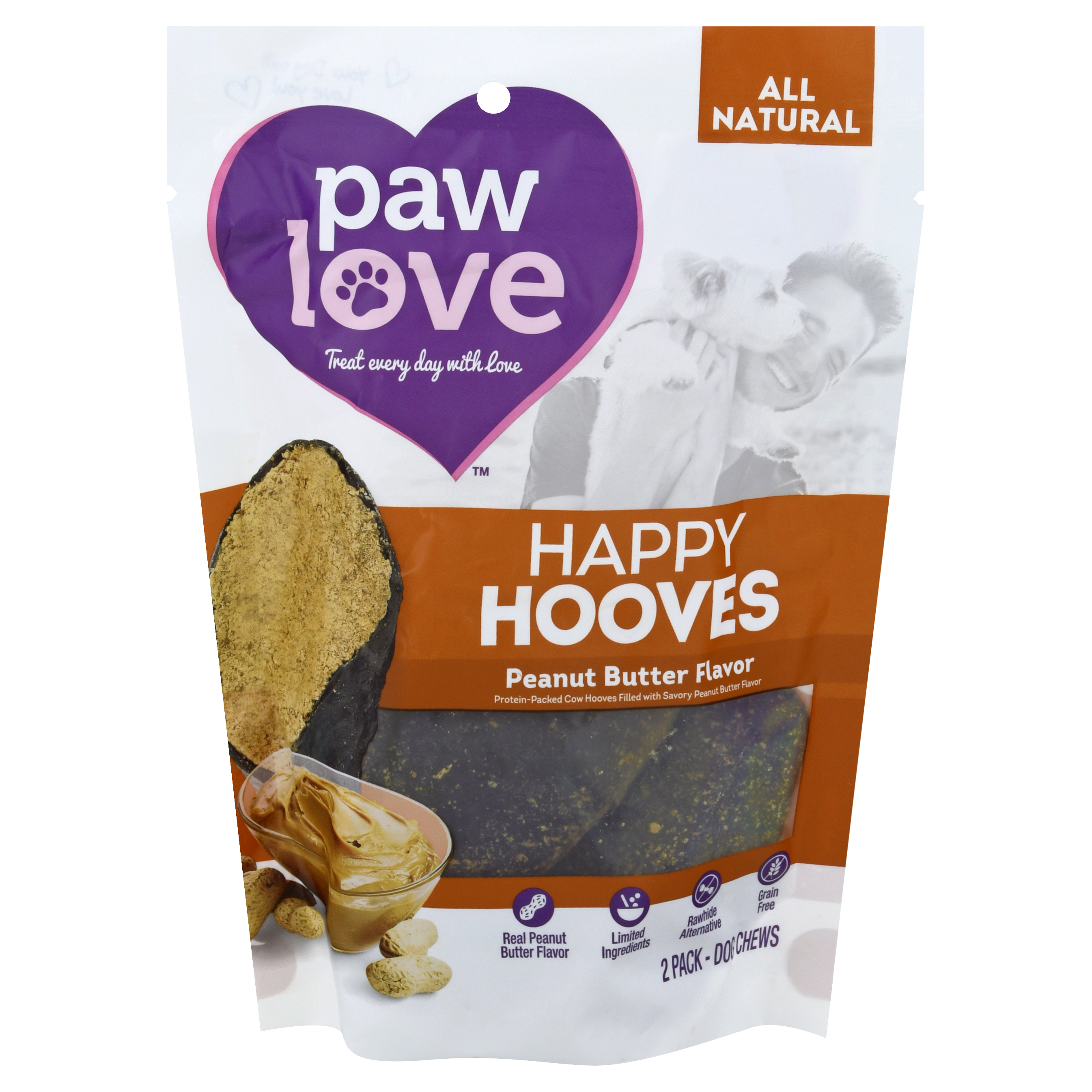 Paw Love 2 Pack Happy Hooves Peanut Butter Flavor Dog Chews