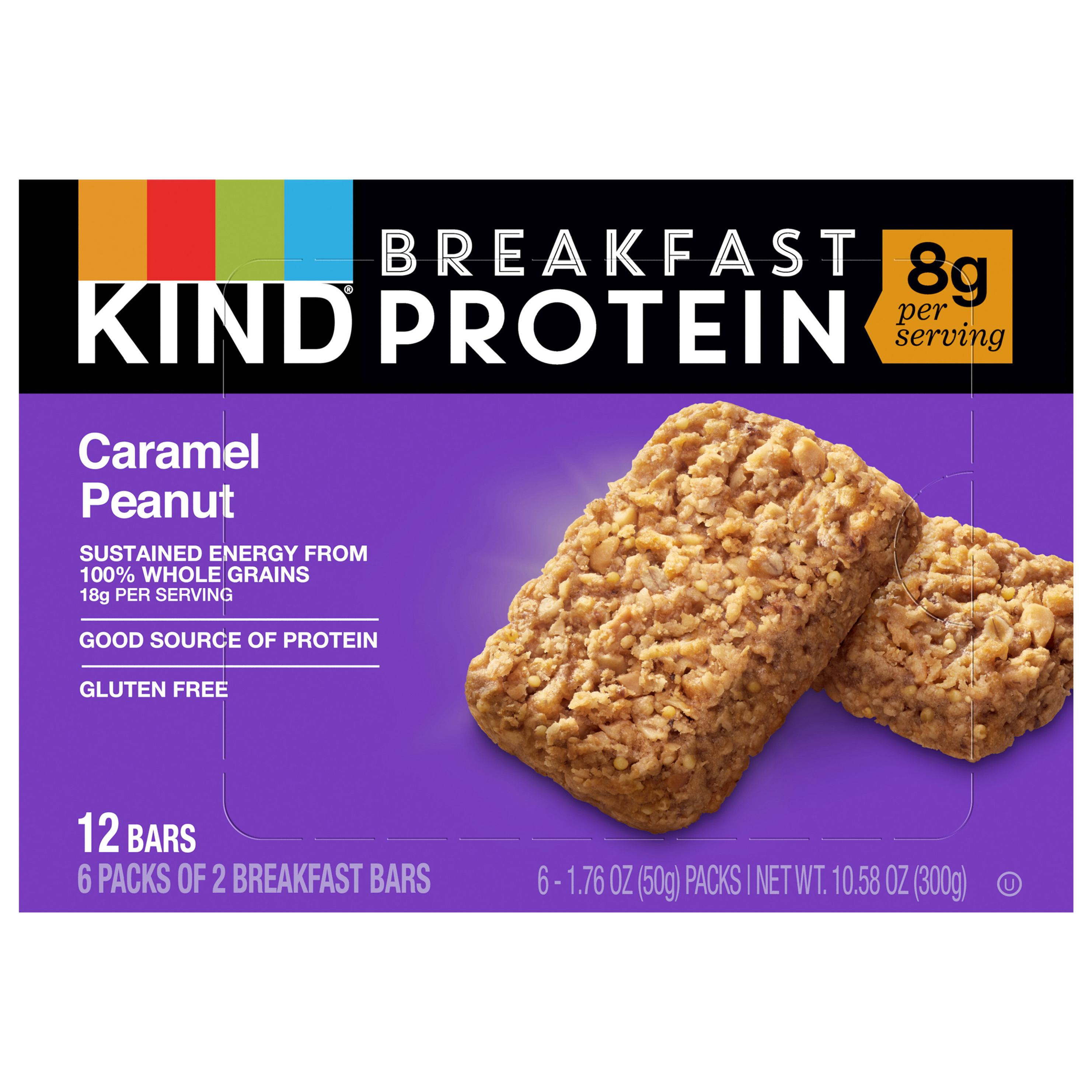 KIND Breakfast, Caramel Peanut, Gluten Free Breakfast Bars, 8g Protein, 1.76 OZ Packs (6 Count)