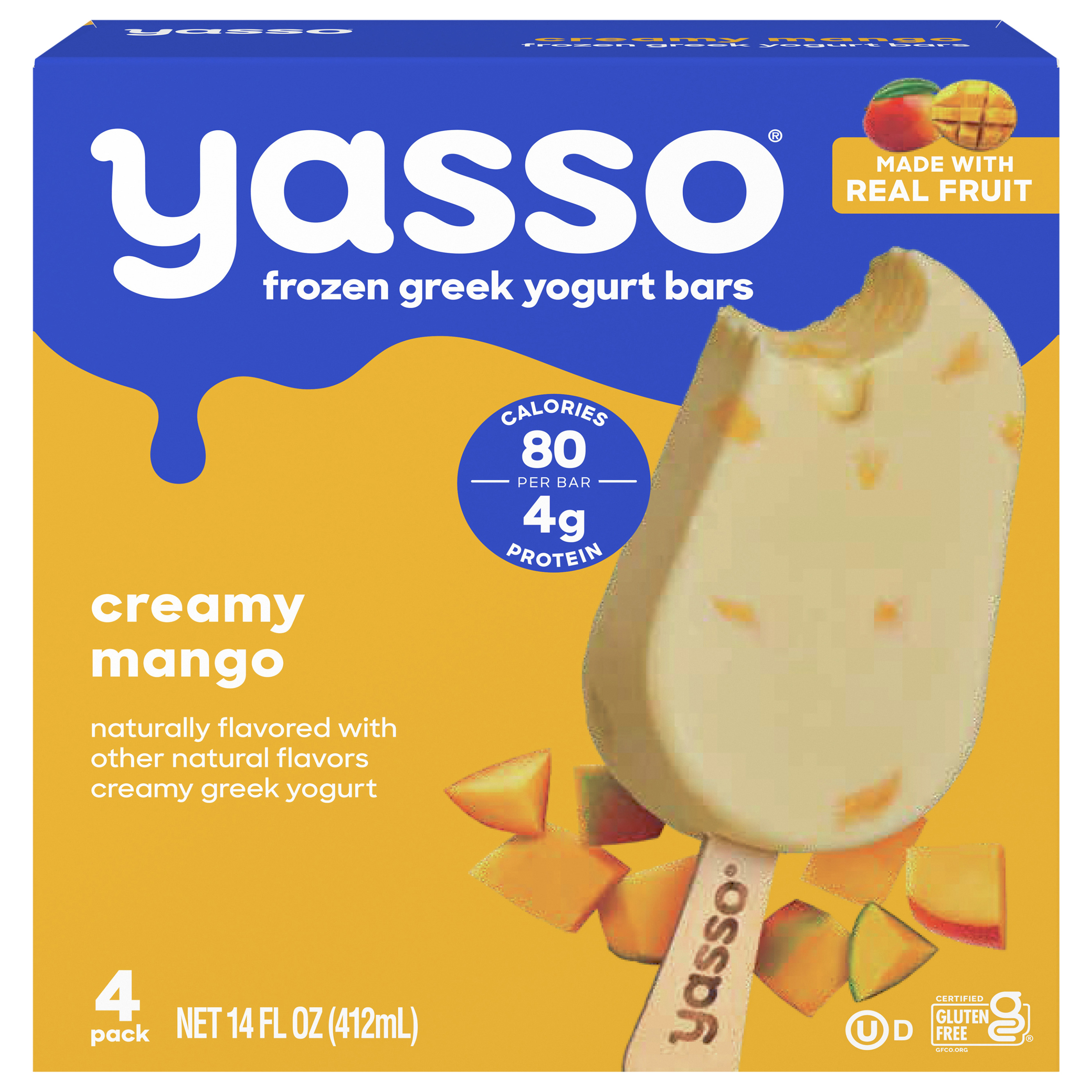 Yasso Frozen Greek Yogurt Creamy Mango Bars