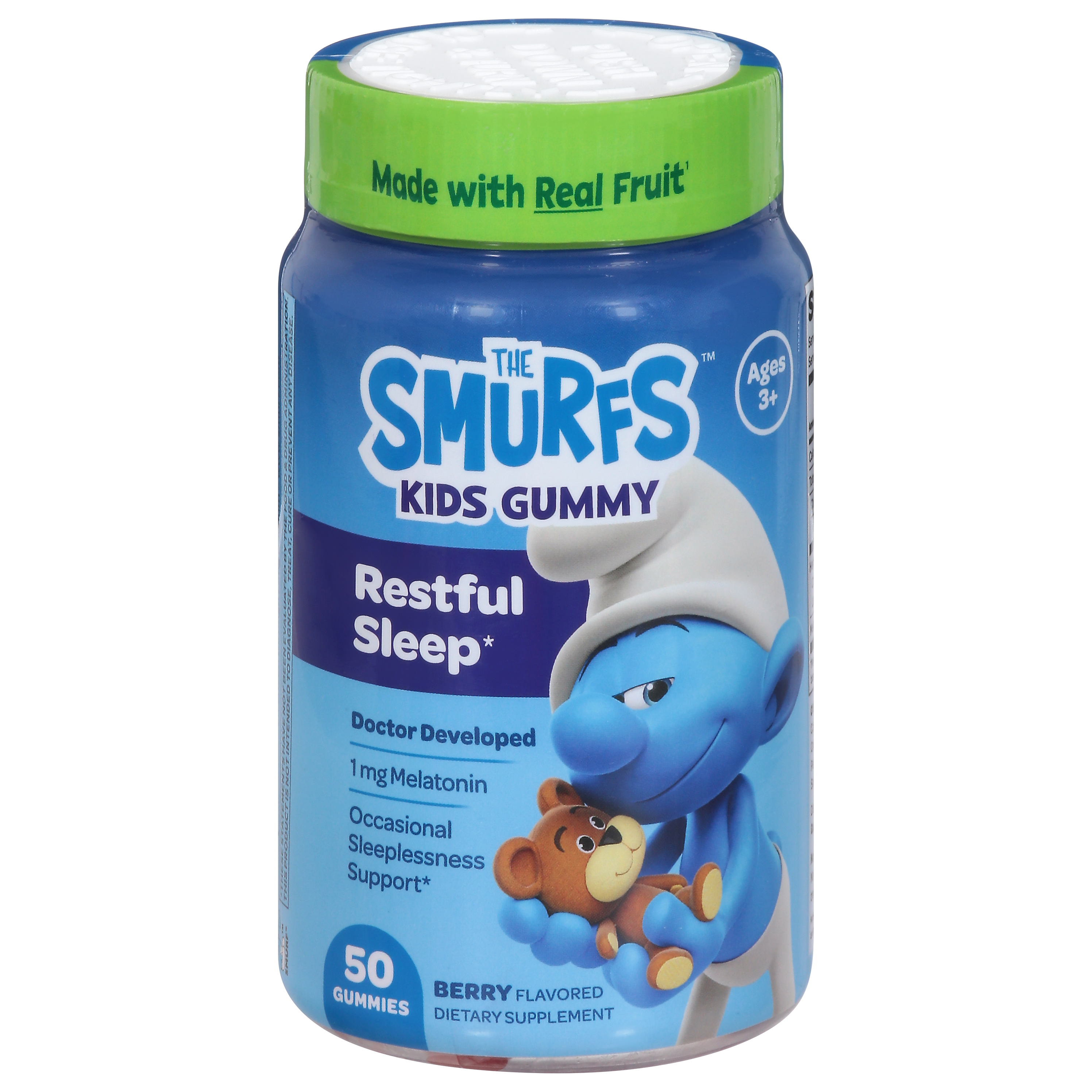 Smurfs Kids Gummy Ages 3+ Berry Flavored Restful Sleep 50 Gummies