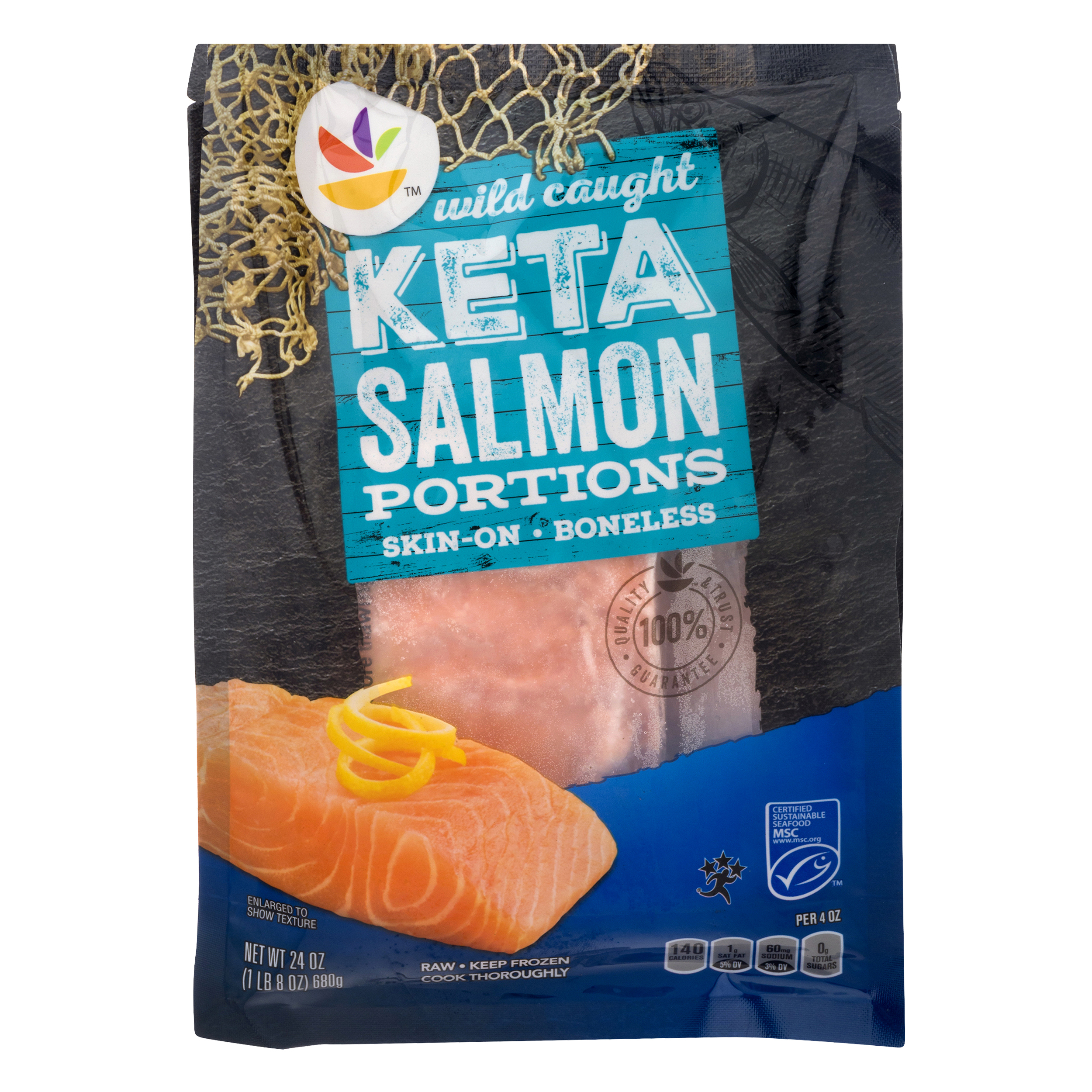 Ahold SkinOn Boneless Keta Salmon Portions 24 oz BAG