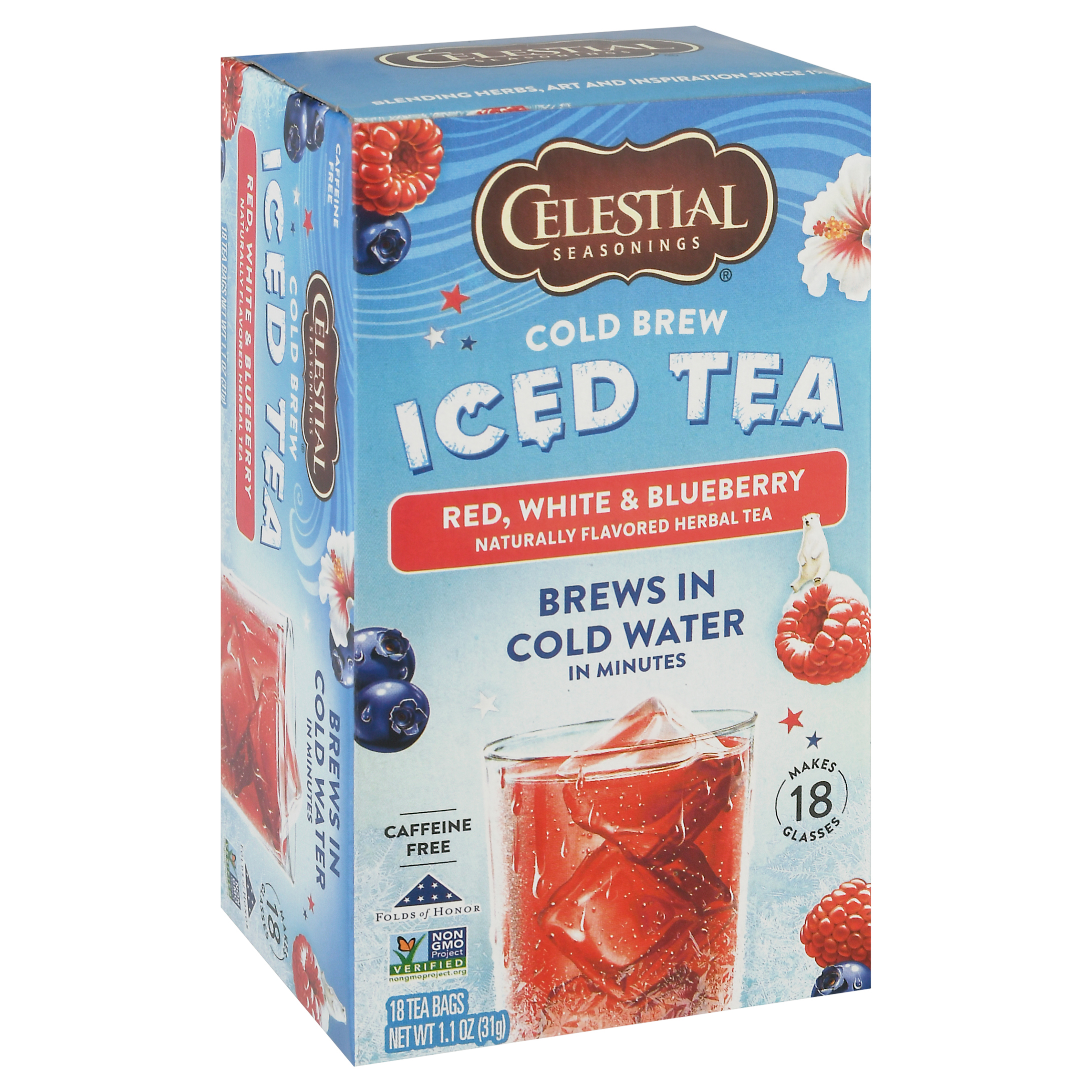 Celestial Seasonings Cold Brew Red, White & Blueberry Caffeine Free Iced Tea