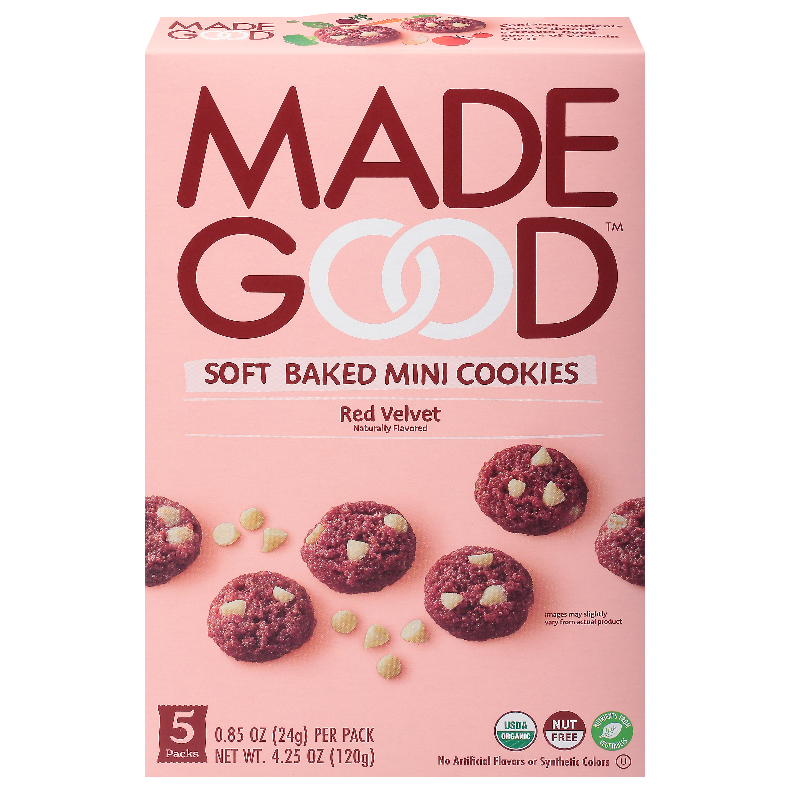 MadeGood Mini Soft Baked Red Velvet Cookies 5 - 0.85 oz Packs