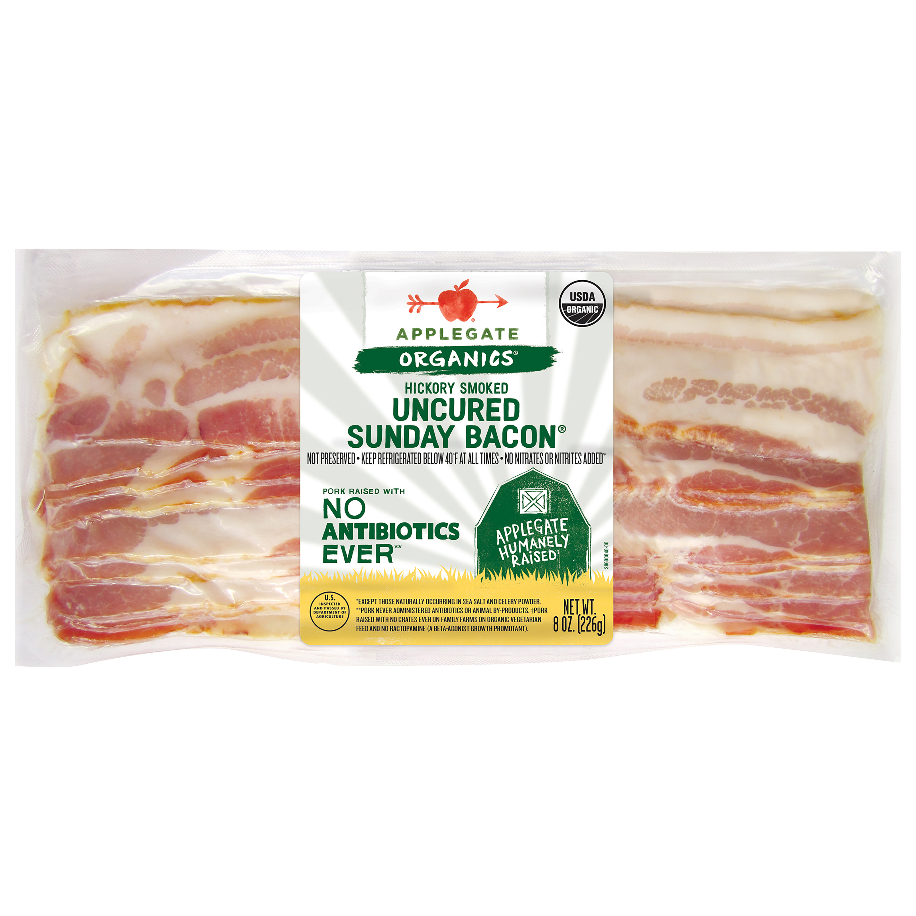 Applegate Organic Hickory Smoked Uncured Sunday Bacon,