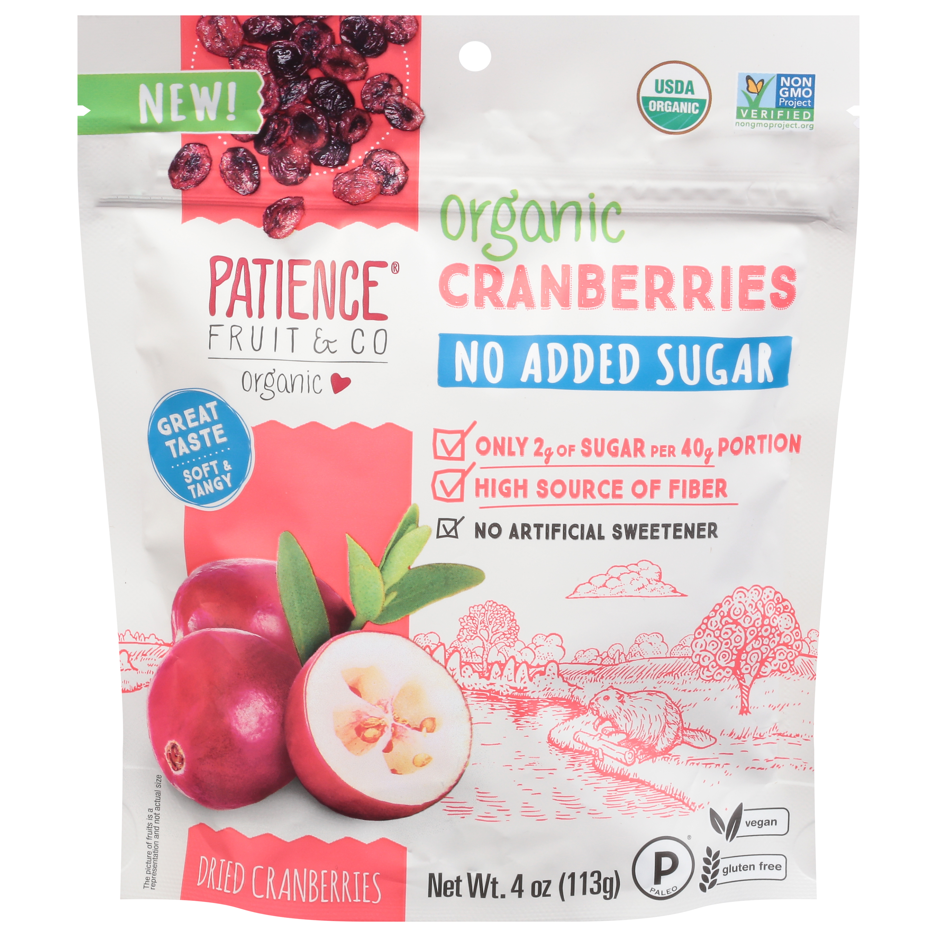 Patience Fruit & Co No Added Sugar Organic Cranberries