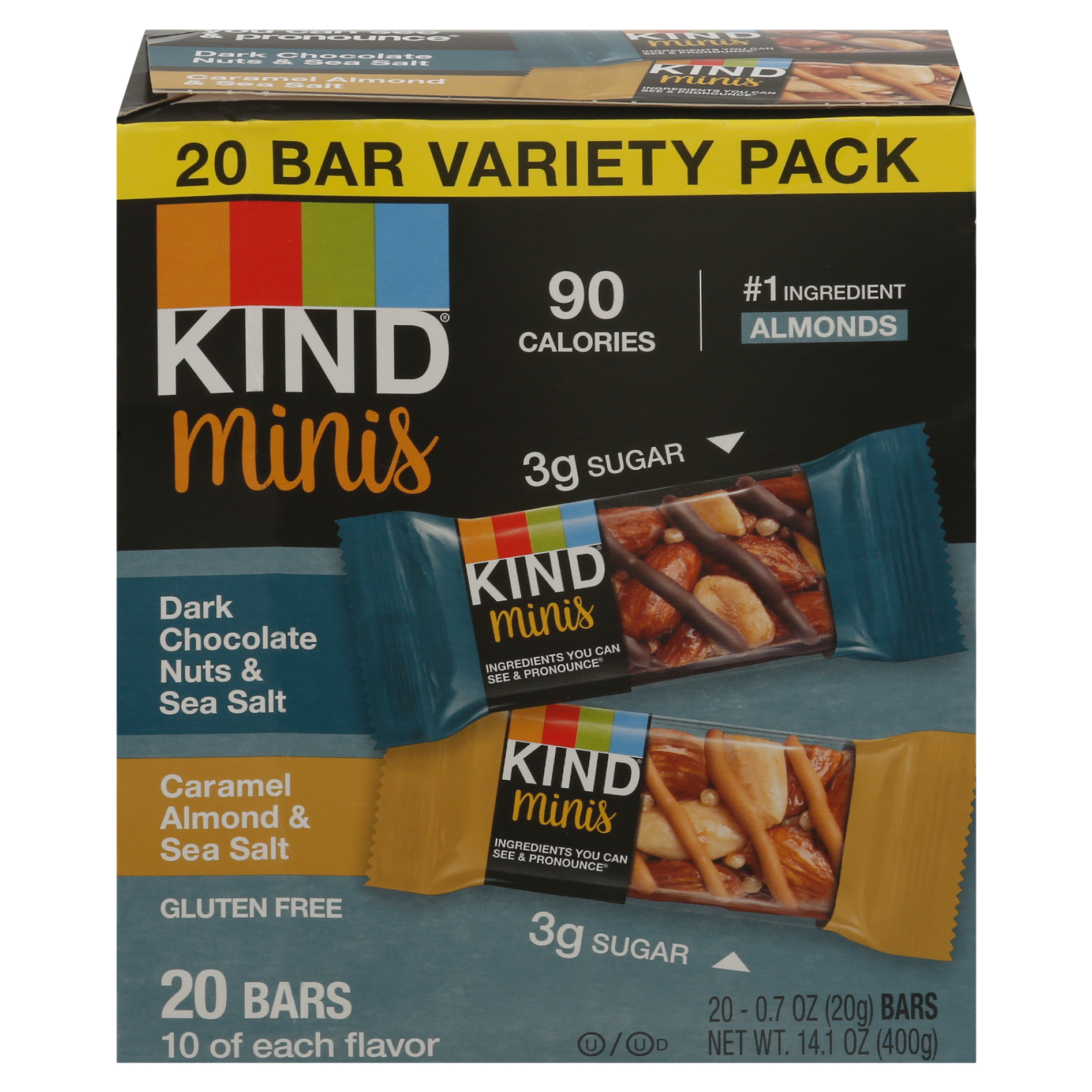 Kind Minis Dark Chocolate Nuts & Sea Salt/Caramel Almond & Sea Salt Bars Variety Pack