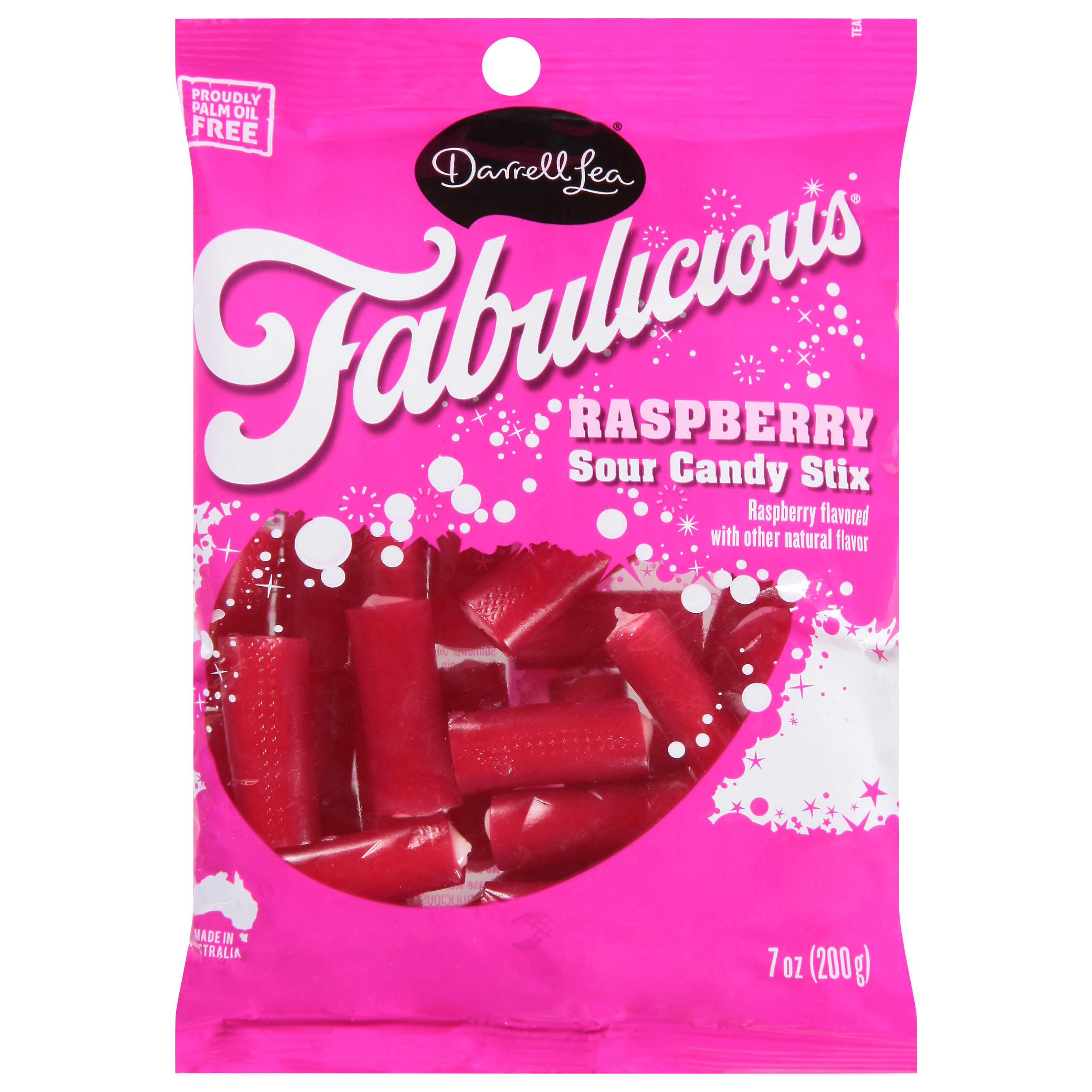 Darrell Lea Fabulicious Raspberry Sour Candy Stix
