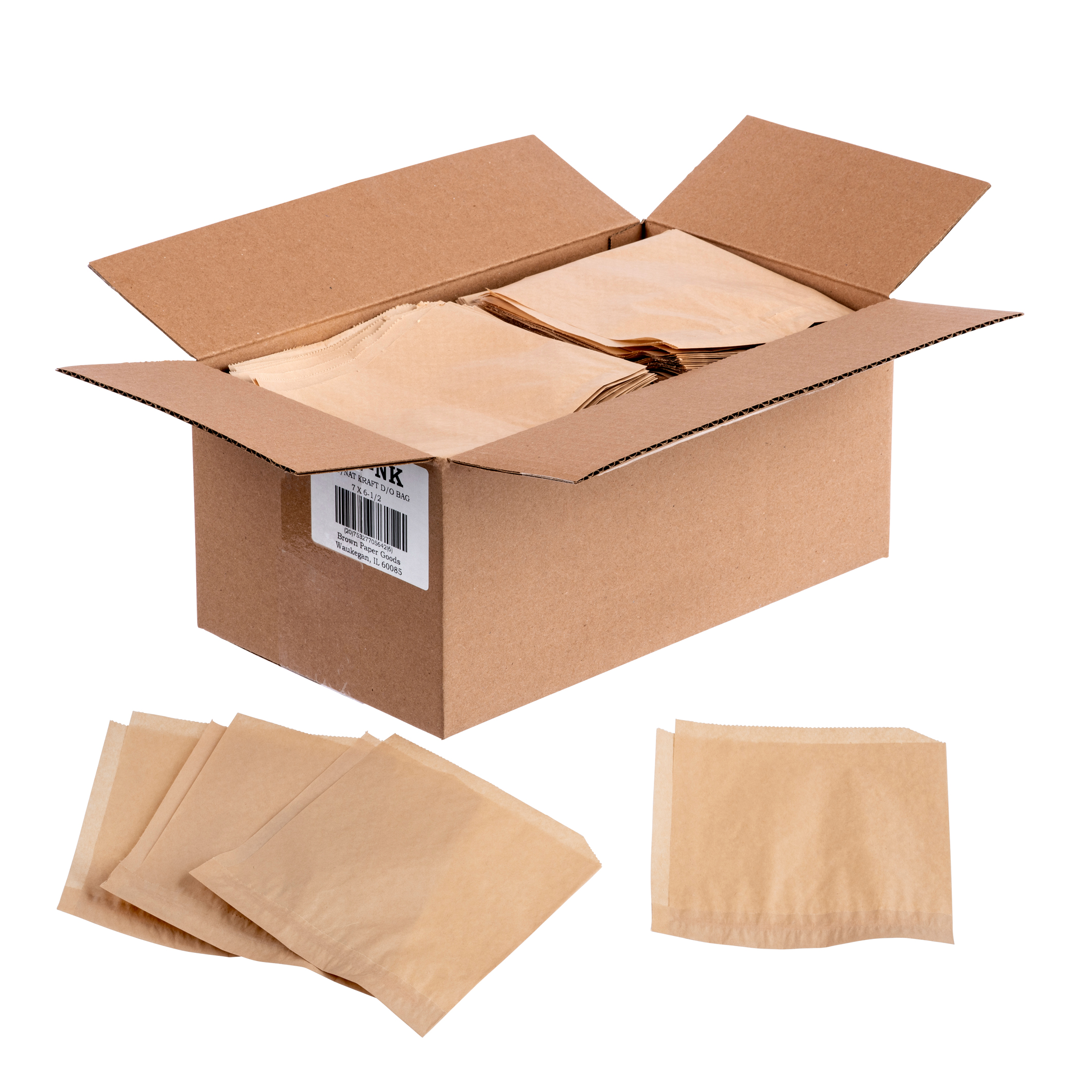 7x6.5 Kraft Greaseproof Double Opening Bag 2M/cs