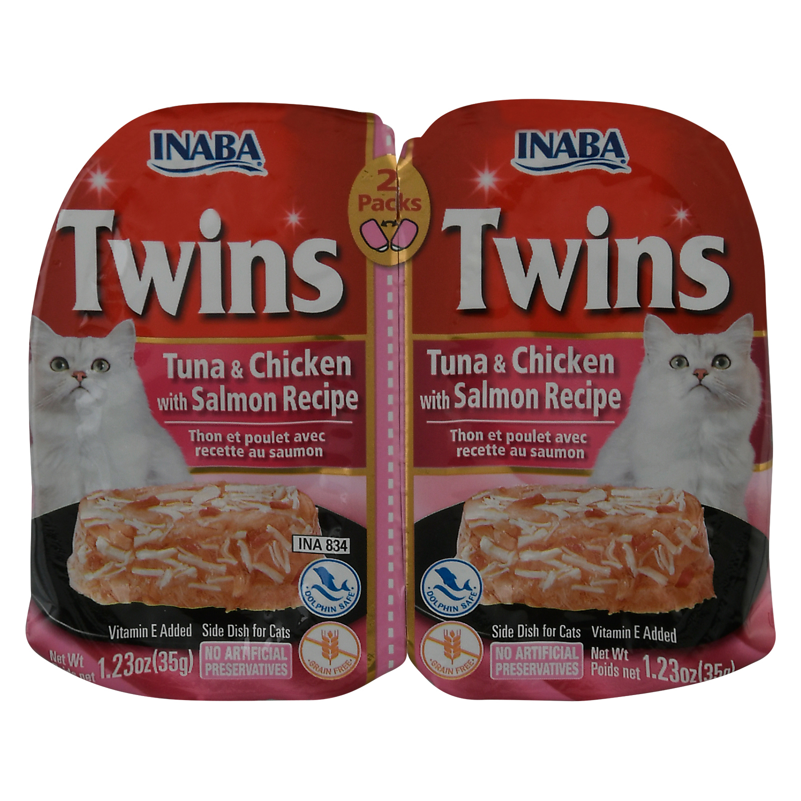 Inaba Twins Tuna & Chicken with Salmon Recipe Side Dish for Cats 2 ea Cup\Tub