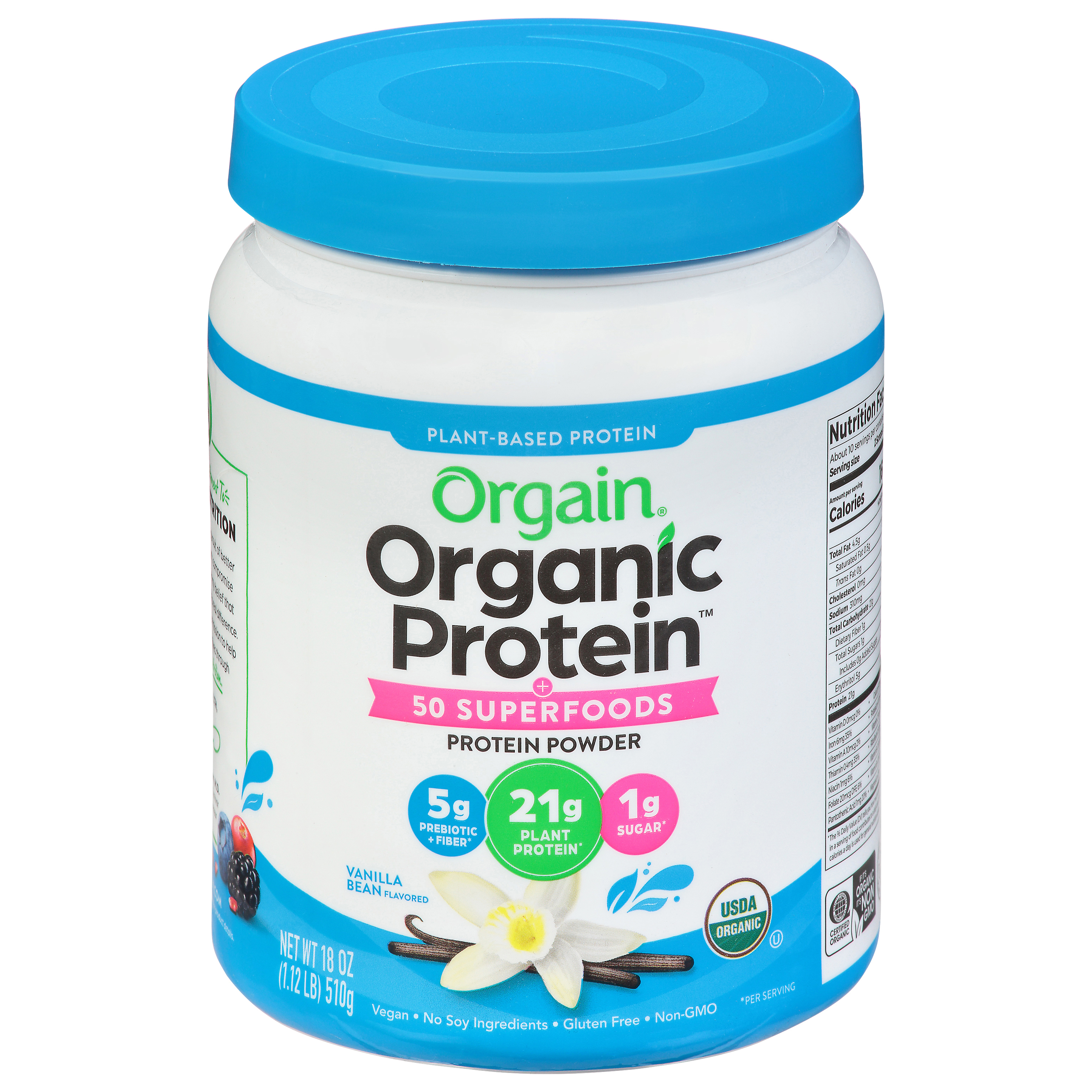 Orgain Organic Protein 50 Superfoods Vanilla Bean Flavored Protein Powder