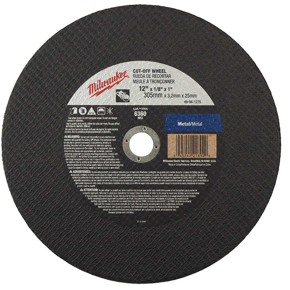 12" x 1/8" x 1" Cut-Off Wheel (Type 1)