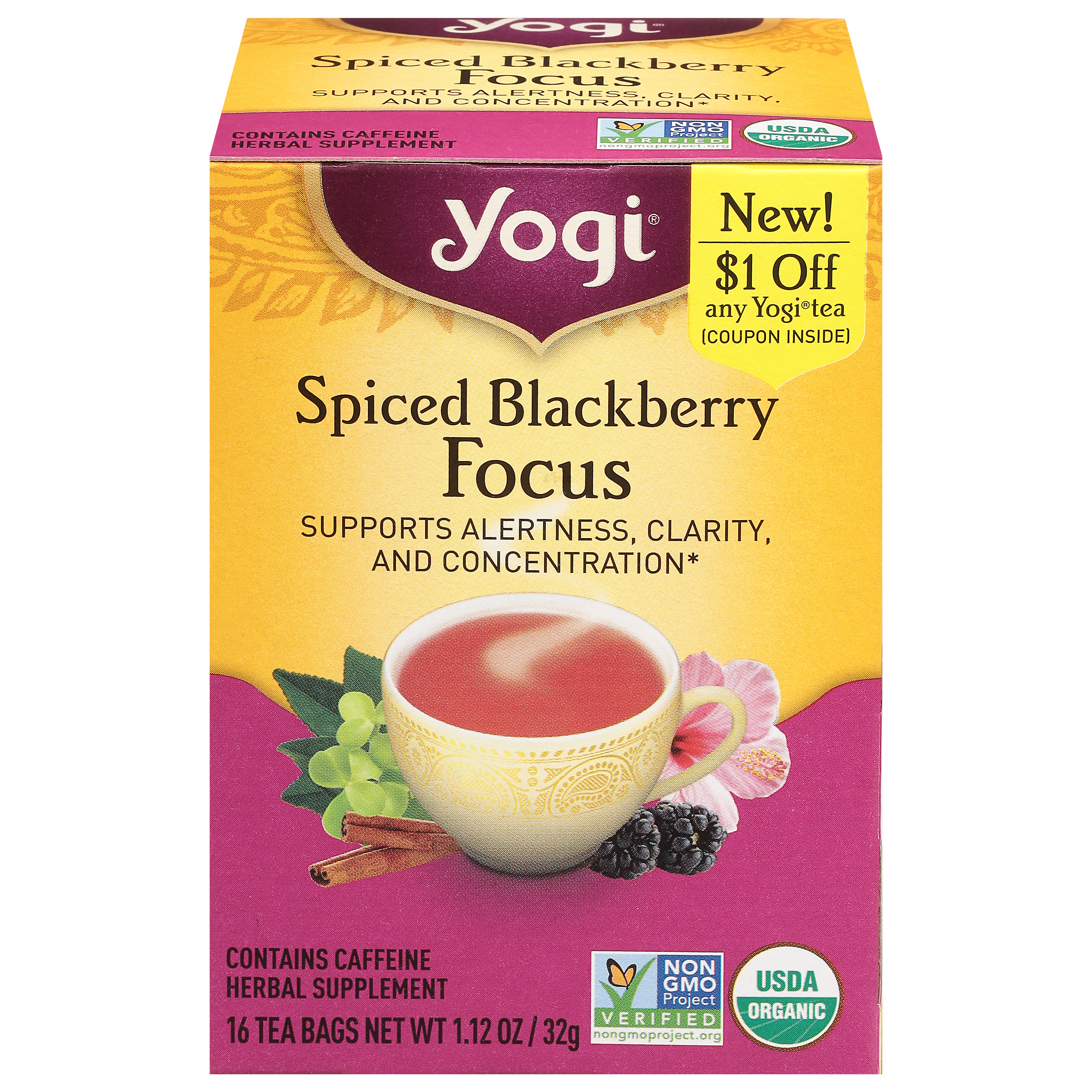 Yogi Tea Bags Focus Spiced Blackberry Tea