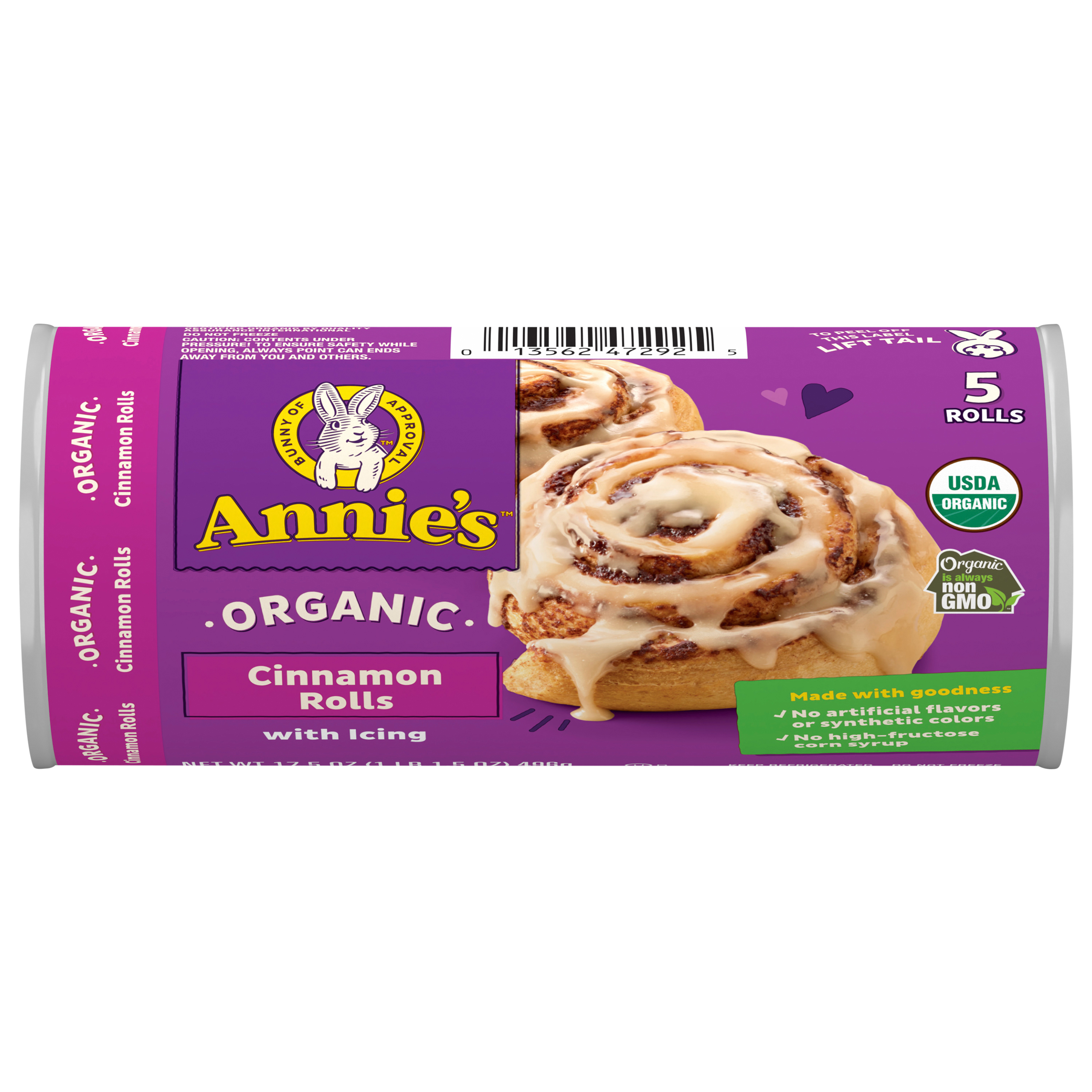 Annie's Organic Cinnamon Rolls with Icing, Refrigerated Dough, 5 Rolls,