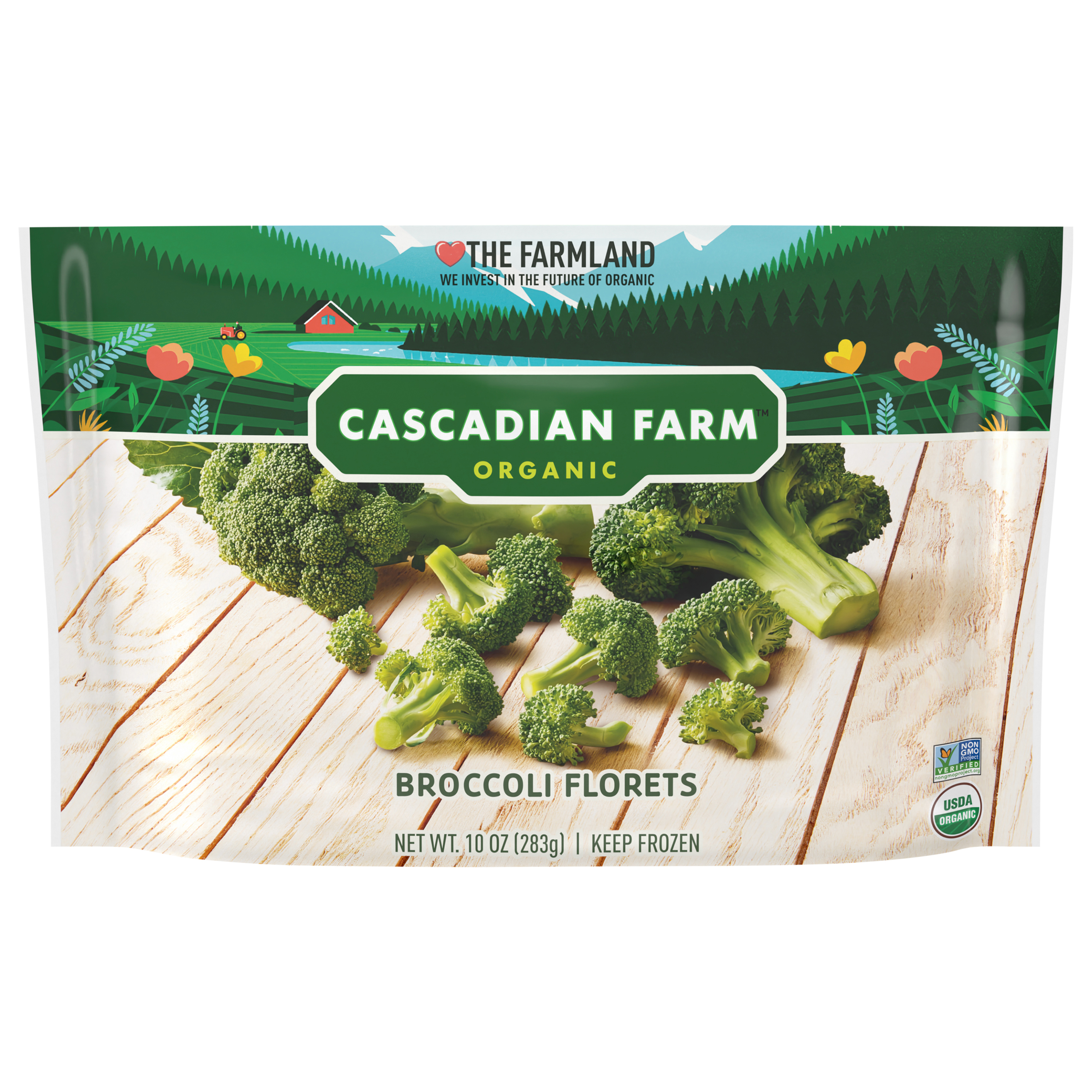 Cascadian Farm Organic, Broccoli Florets, Frozen Vegetables, Non-GMO,