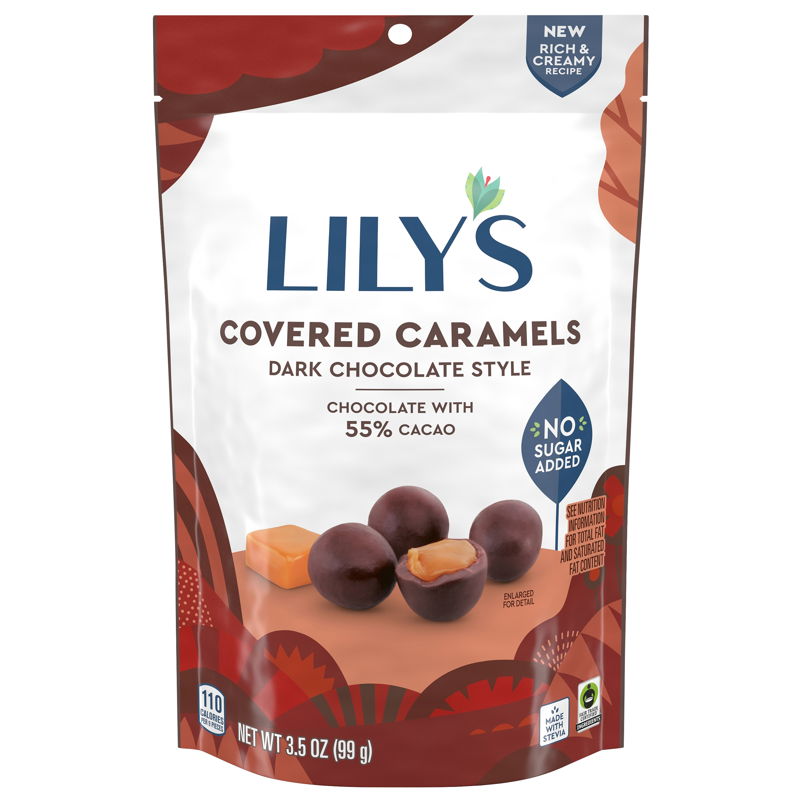 LILY'S Dark Chocolate Covered Caramels No Sugar Added, Sweets Bag,