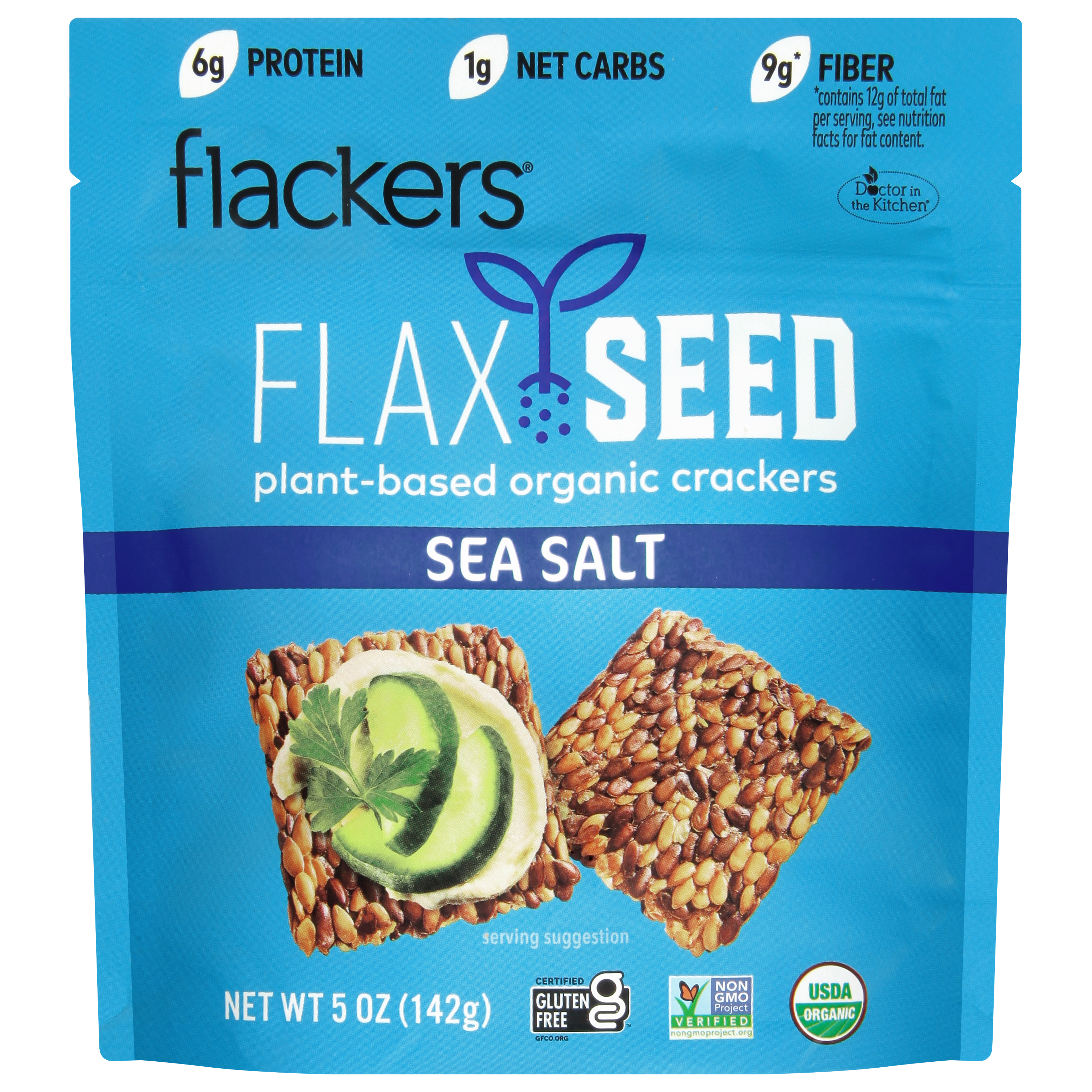 Flackers Organic Plant-Based Flax Seed Sea Salt Crackers