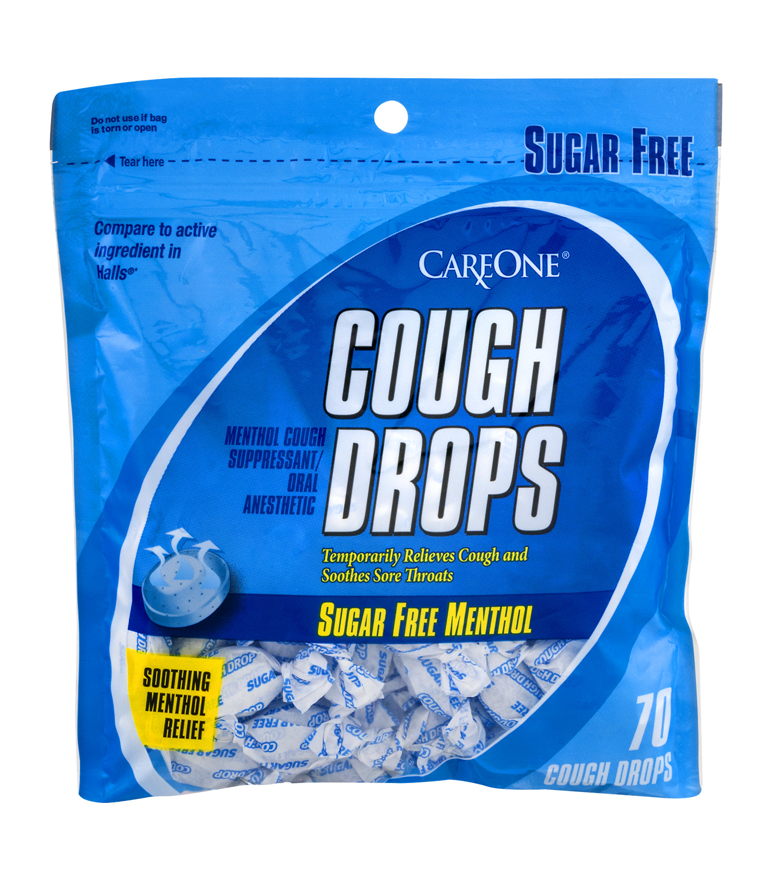 CareOne Cough Drops Sugar Free Menthol 70 CT