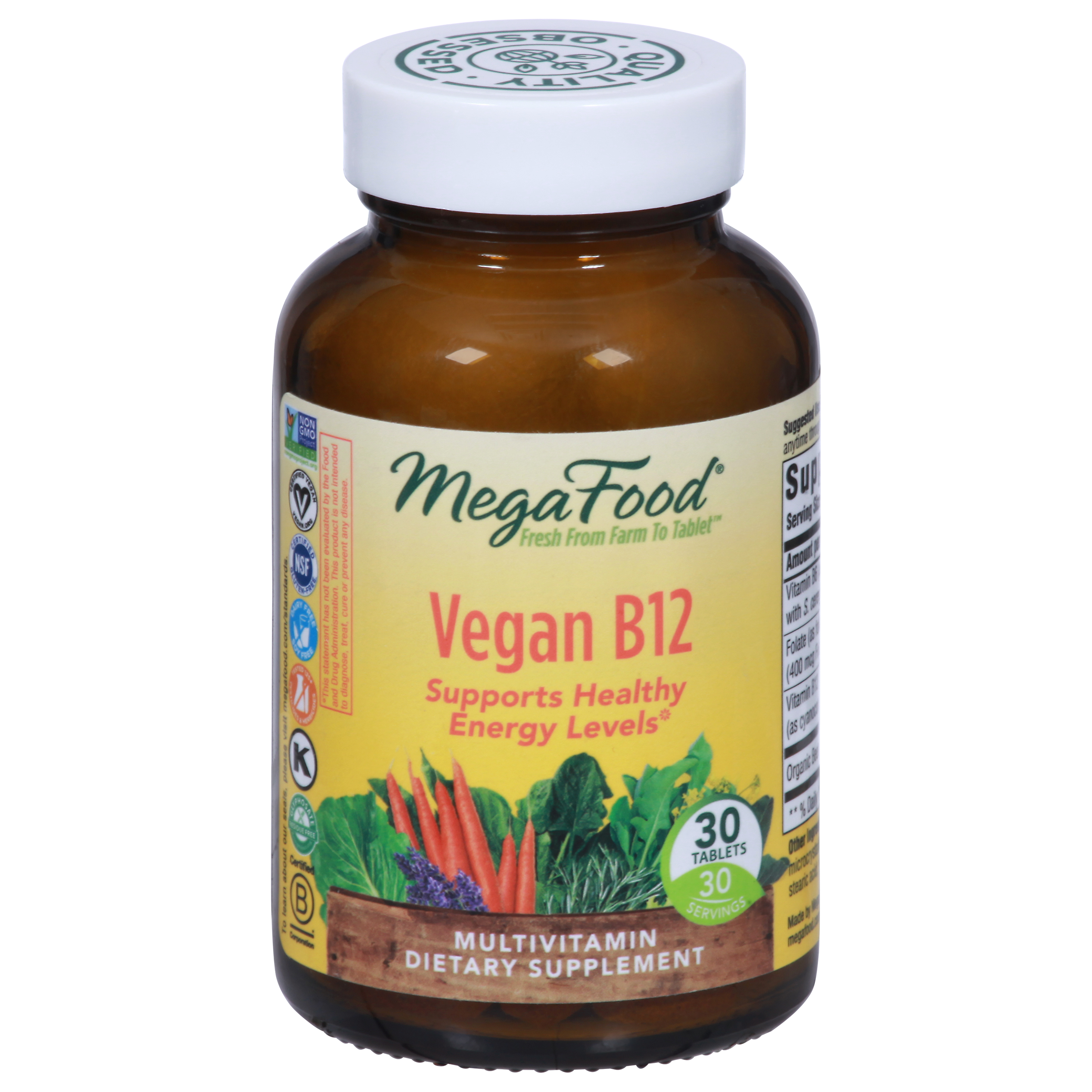 MegaFood Multivitamin Vegan B12 30 Tablets