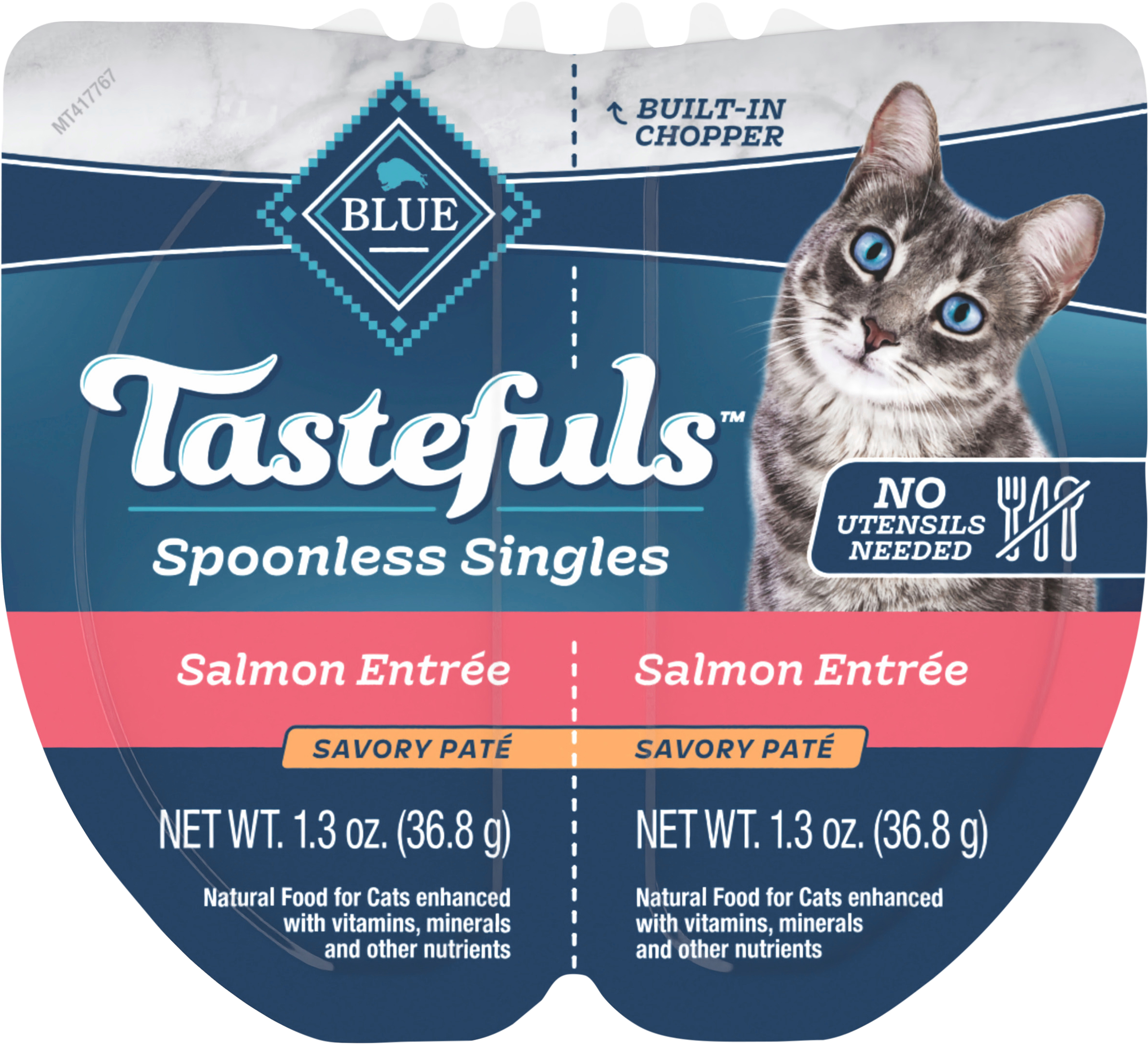 Blue Buffalo Tastefuls Spoonless Singles Adult Pate Wet Cat Food, Salmon Entrée, Perfectly Portioned Cups in a 2.6-oz Tw