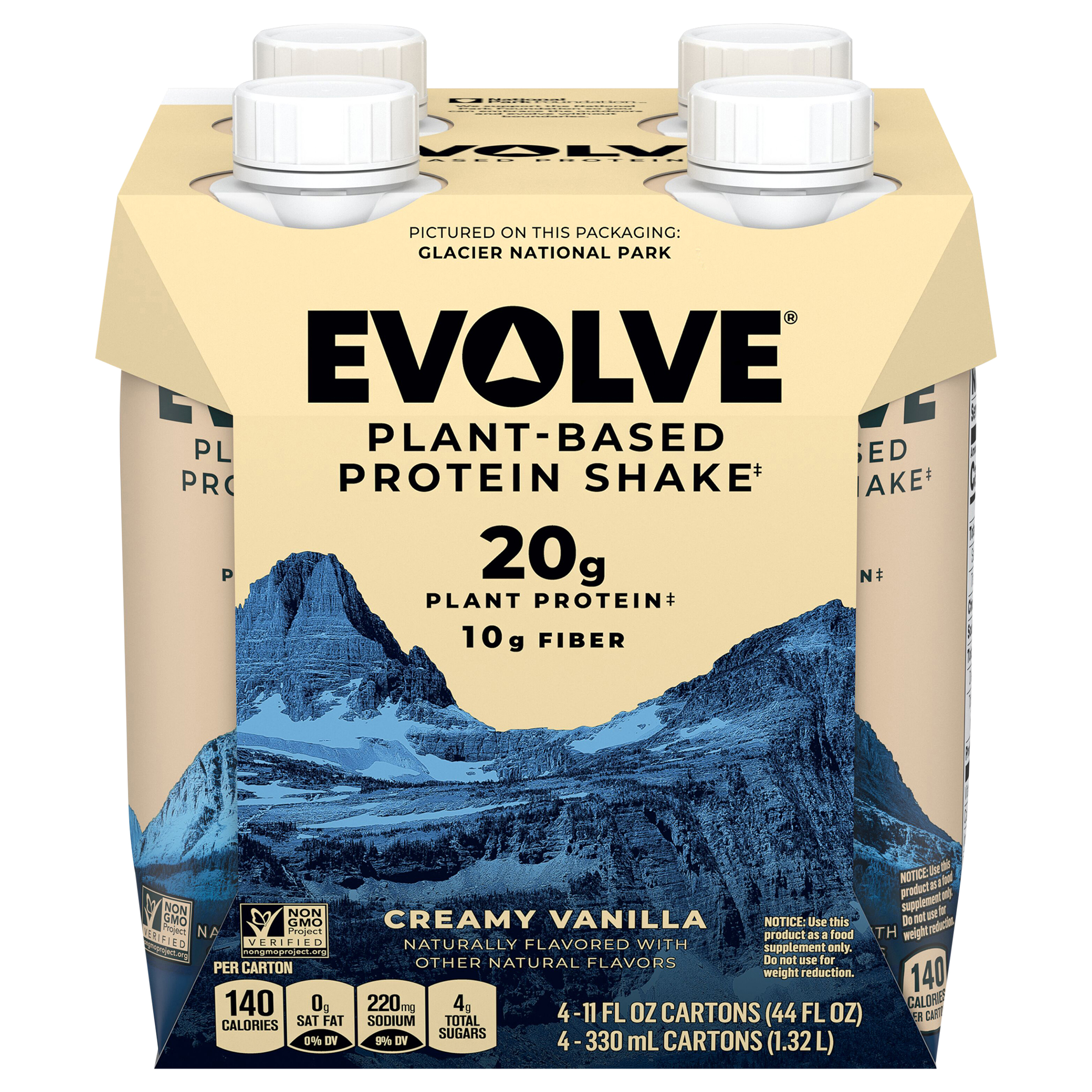 Evolve Plant Based Protein Shake Vanilla Bean 11 Fl Oz 4 Count Cartons