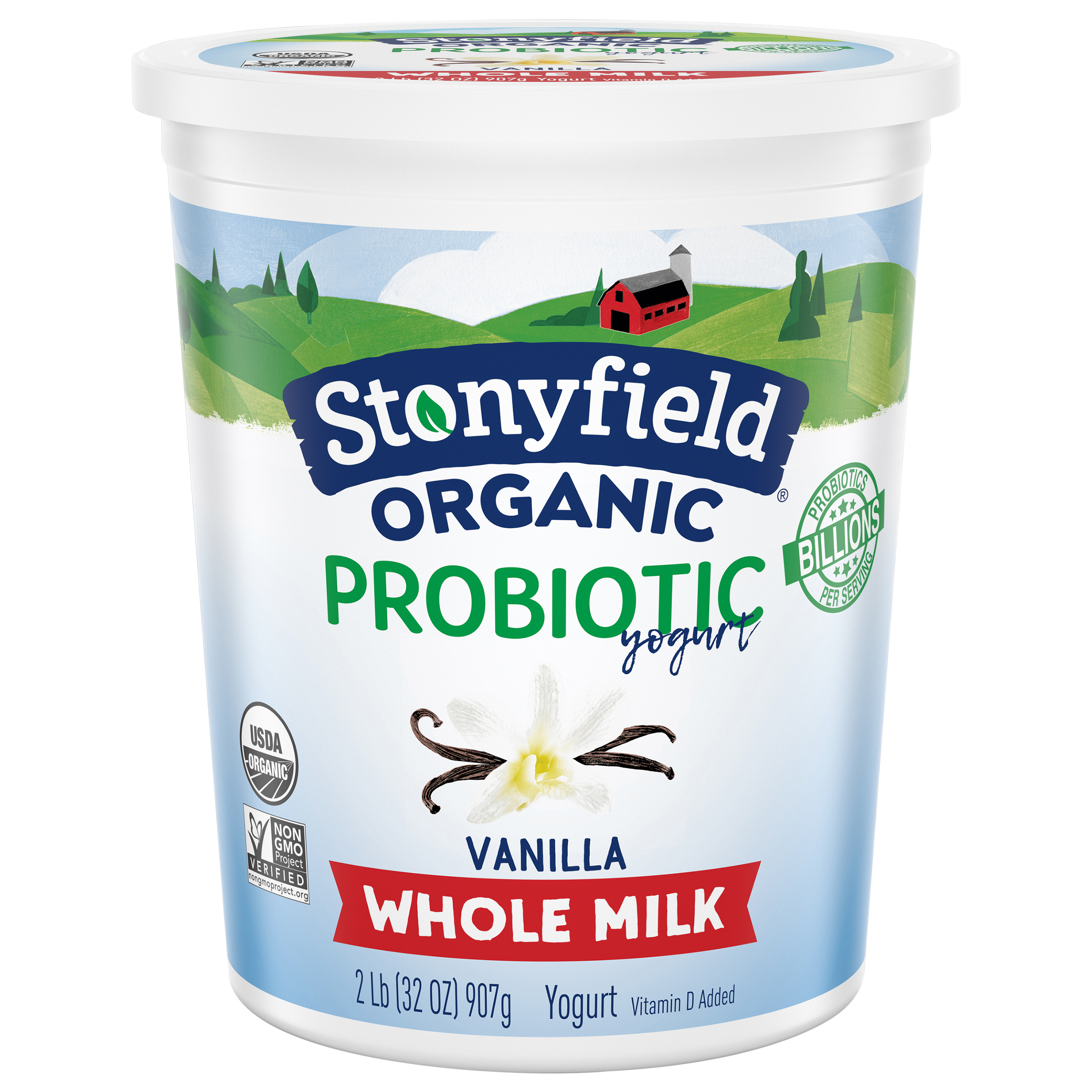 Stonyfield Organic Whole Milk Probiotic Yogurt, Vanilla, 32 oz.
