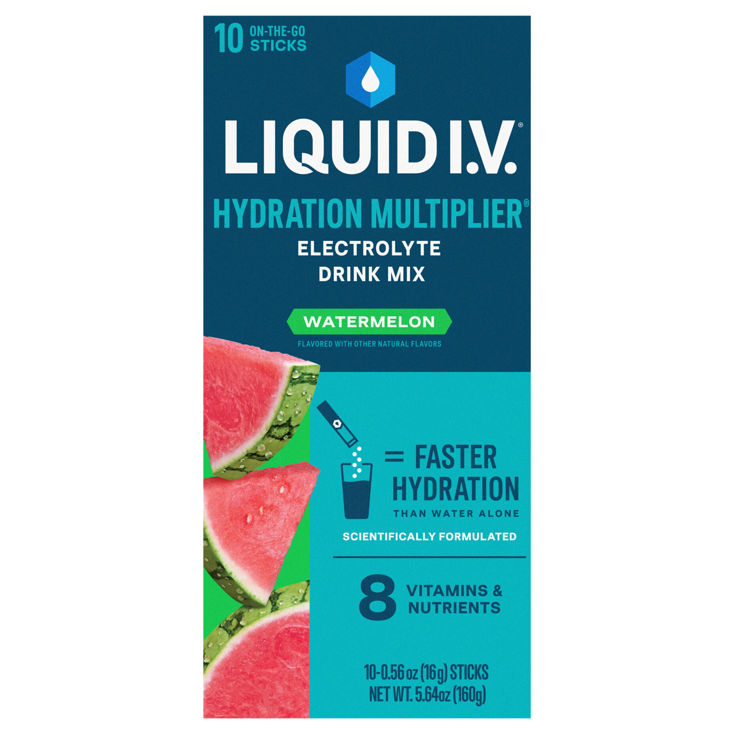 Liquid I.V. Hydration Multiplier Vegan Powder Electrolyte Supplements - Watermelon - 0.56oz each/10ct.