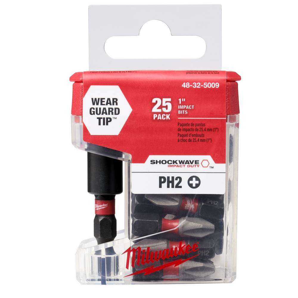 SHOCKWAVE 2.36" Magnetic Bit Tip Holder w/ Impact Phillips #2 Insert Bits