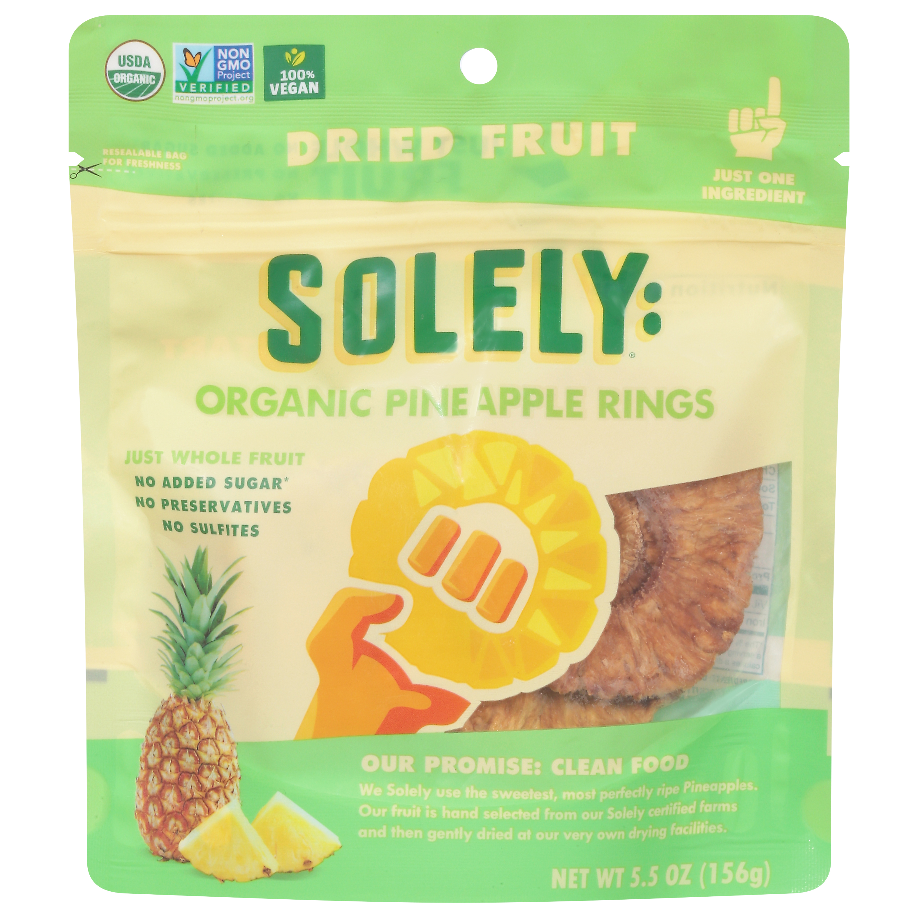Solely Organic Pineapple Rings Dried Fruit