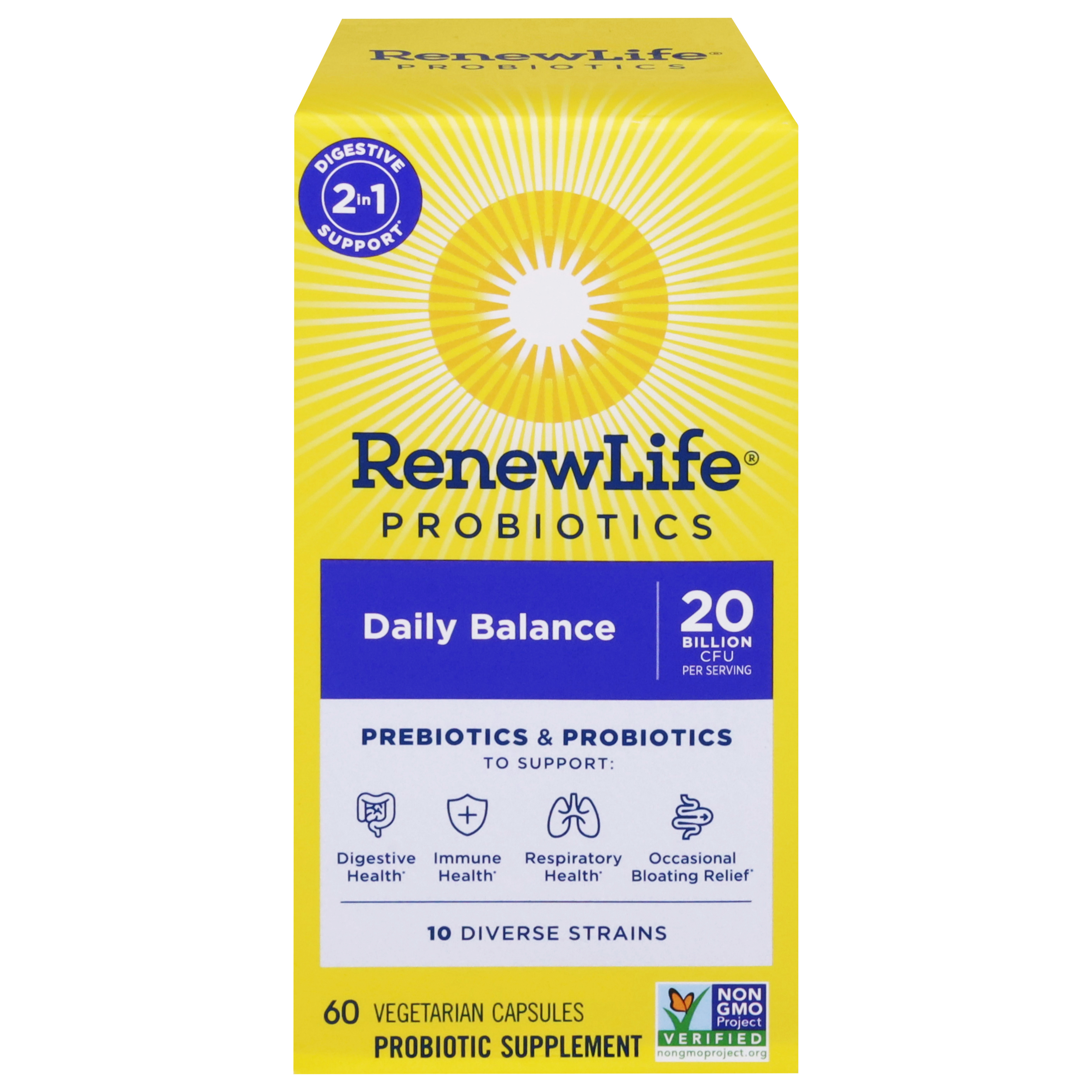 Renew Life Daily Balance Prebiotics & Probiotics 60 Vegetarian Capsules