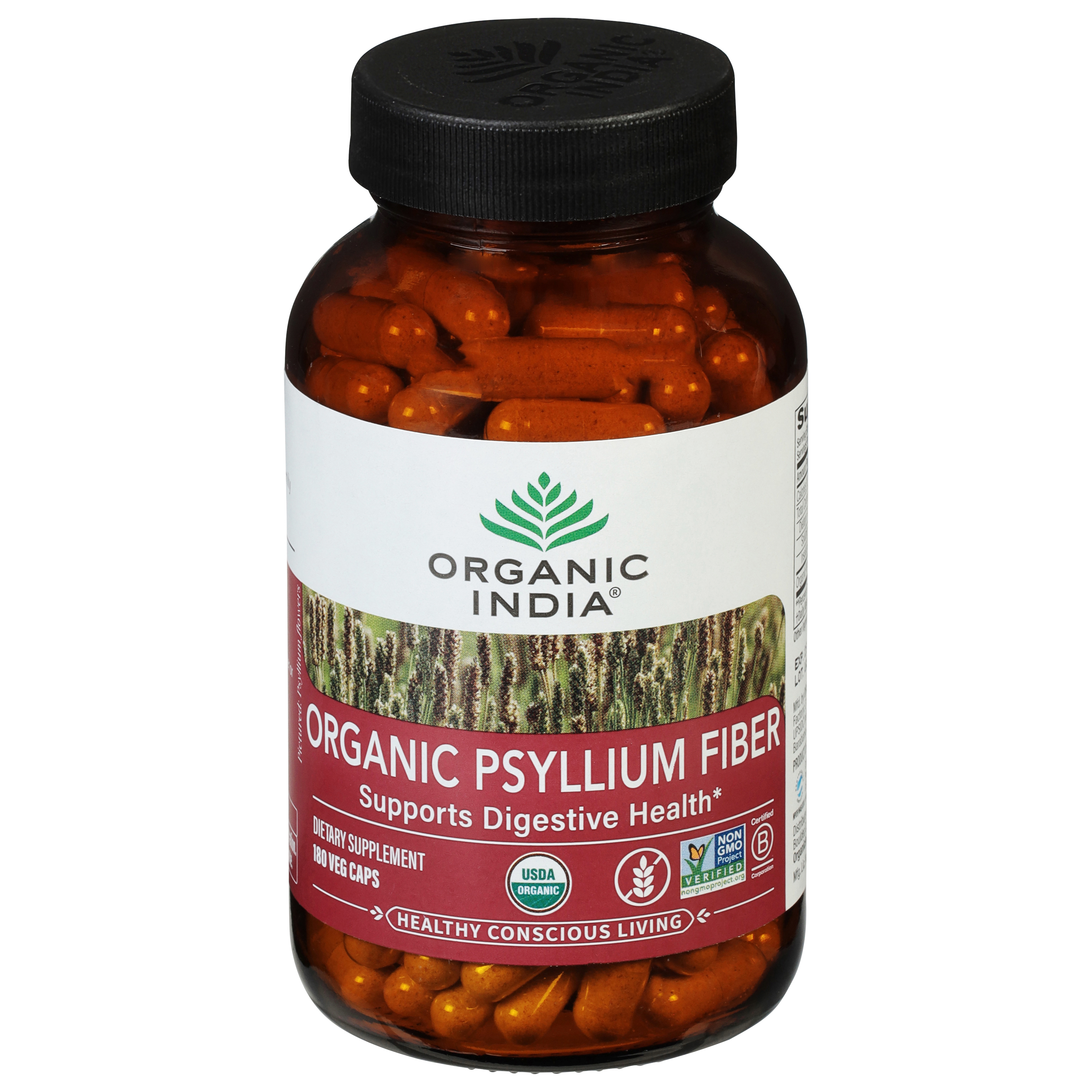 Organic India Organic Psyllium Fiber 180 Capsules
