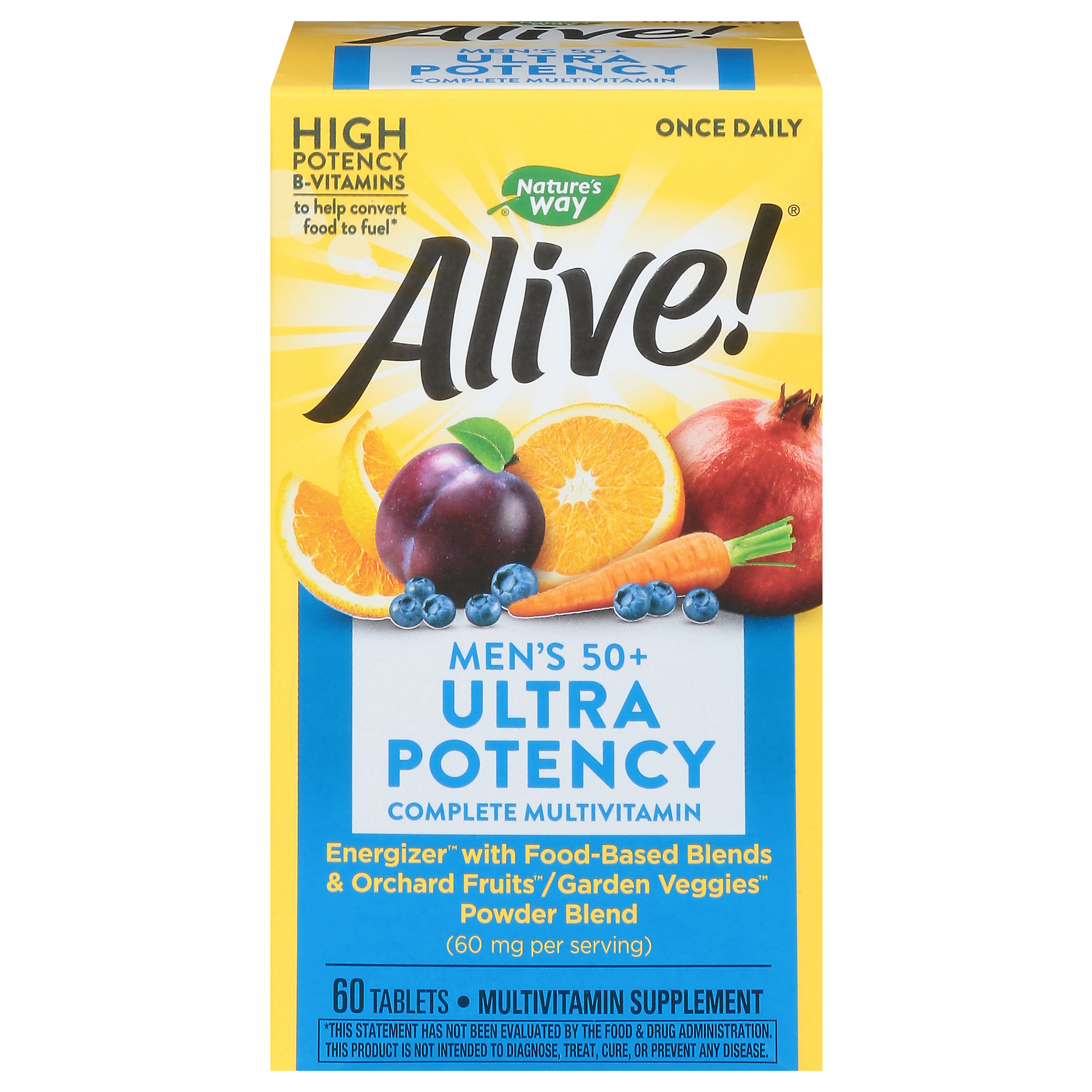 Nature's Way Alive! 60 mg Ultra Potency Men's 50+ Tablets Complete Multivitamin 60 Tablets