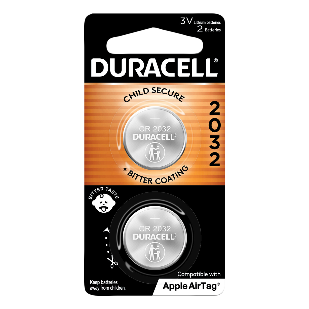 Duracell 2032 3V Lithium Coin Battery, 2/Pack