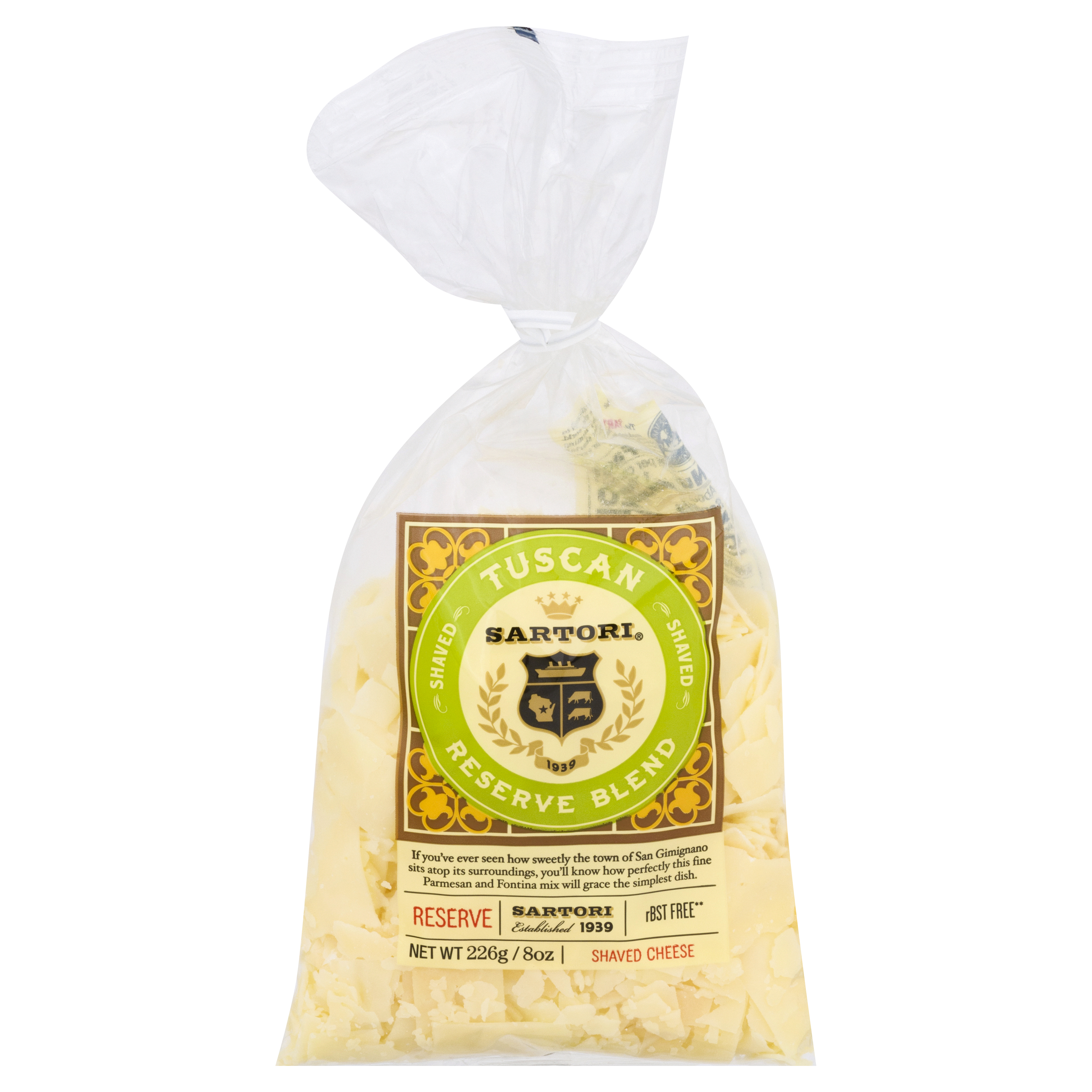 Sartori Tuscan Reserved Blend Shaved Cheese 8 oz